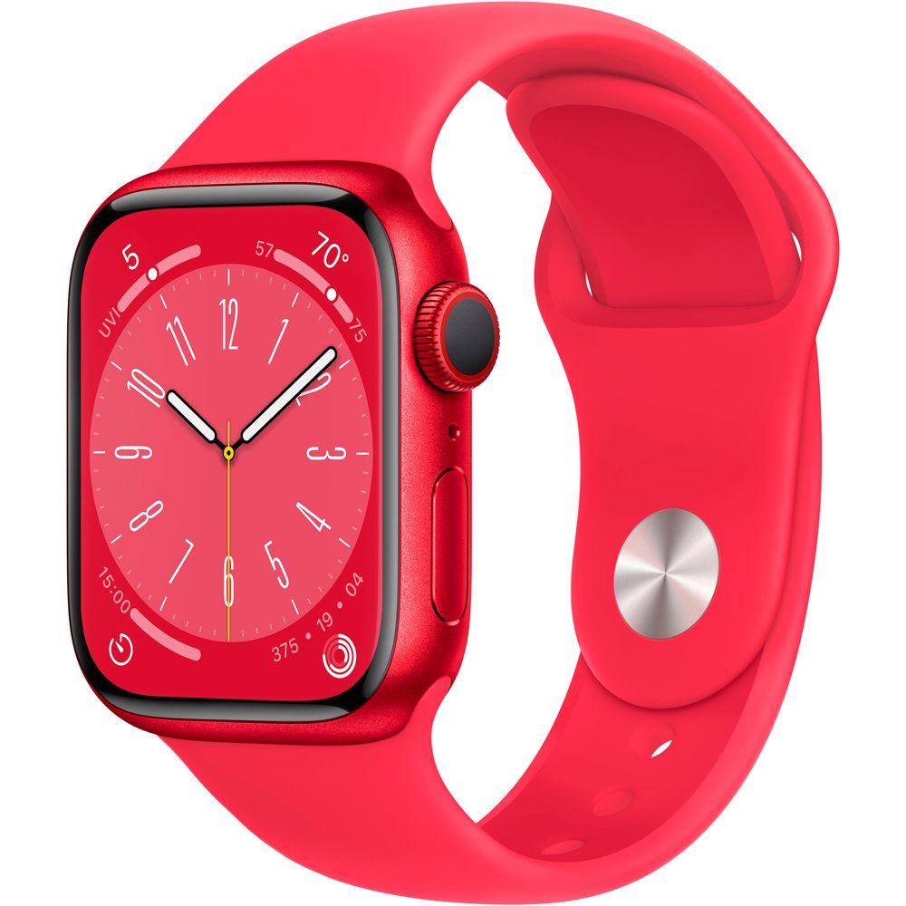 Apple Watch Series 8 GPS + Cellular 41mm (PRODUCT)RED Aluminum Case with (PRODUCT)RED Sport Band - Perfect for Fitness Tracking, Heart Rate Monitoring & Smart Notifications