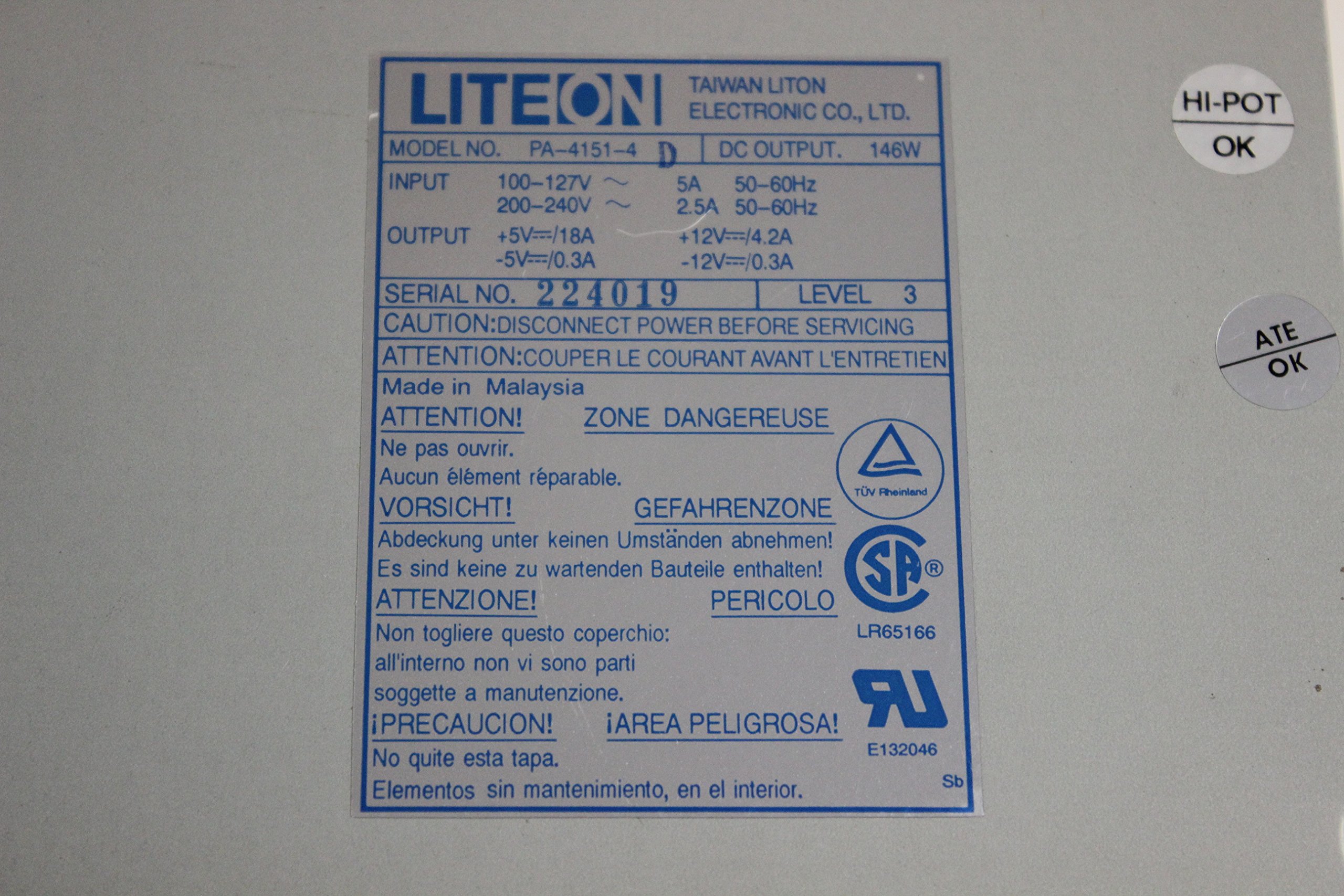 LITEON PA-4151-4D 146W Power Supply - High Efficiency Replacement PSU for Desktop PCs & Workstations - Perfect for Office, Gaming & Home Use
