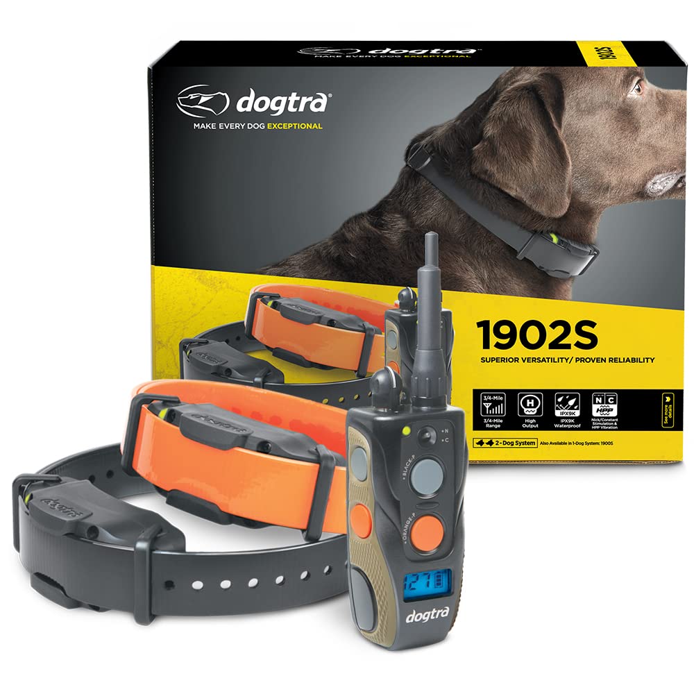 Dogtra 1902S Ergonomic 3/4-Mile IPX9K Waterproof High-Output 2-Dog Remote Training E-Collar for Hunting, Obedience & Outdoor Adventures – Perfect for Large Dogs & Professional Trainers
