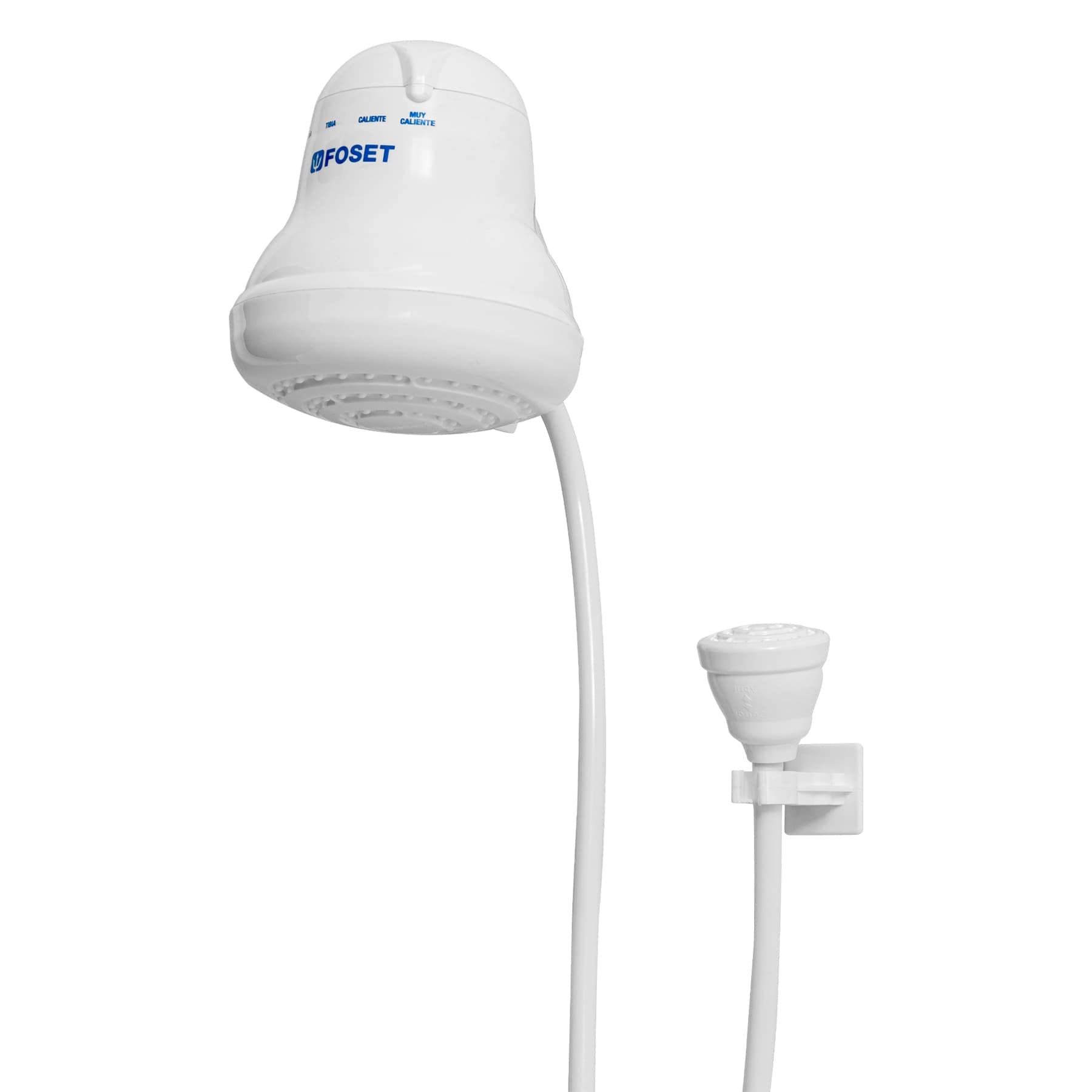 Foset 49491 Electric Shower Head with Instant Hot Water - 4 Temperature Settings & 5 ft Hose - Handheld Shower for Bathroom, Spa, and Home Relaxation