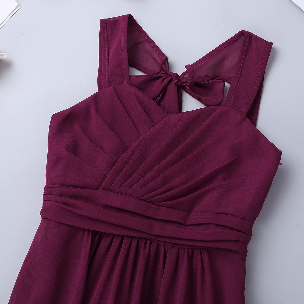 YiZYiF Girls' Ruched Bust Sleeveless Cutout Back Flower Dress for Wedding, Bridesmaid & Formal Occasions - Perfect for Flower Girls, Pageants & Special Events