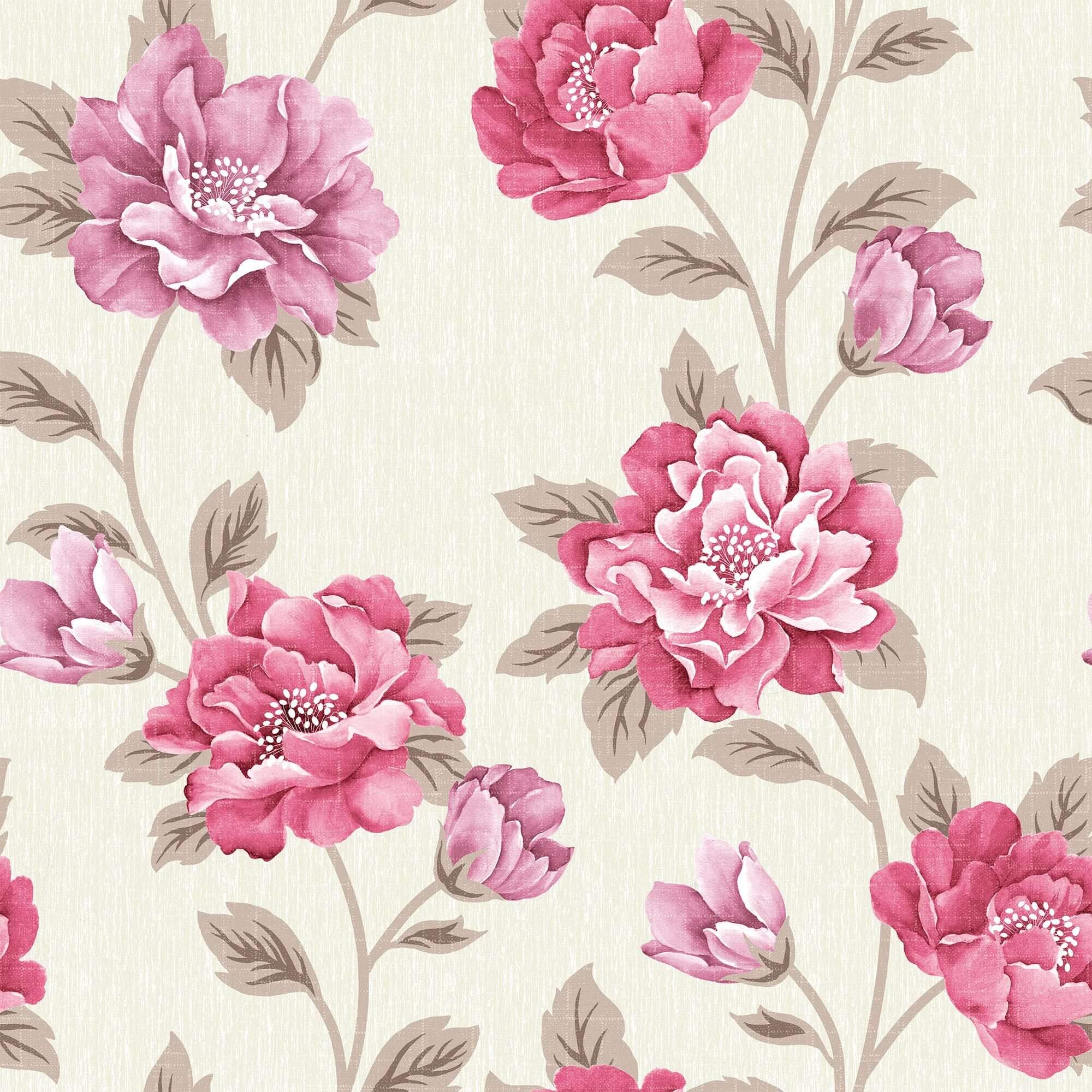 Beige Exotic Floral Peel and Stick Removable Wallpaper - Self-Adhesive Decorative Wall Covering for Bedroom, Living Room & Home Decor