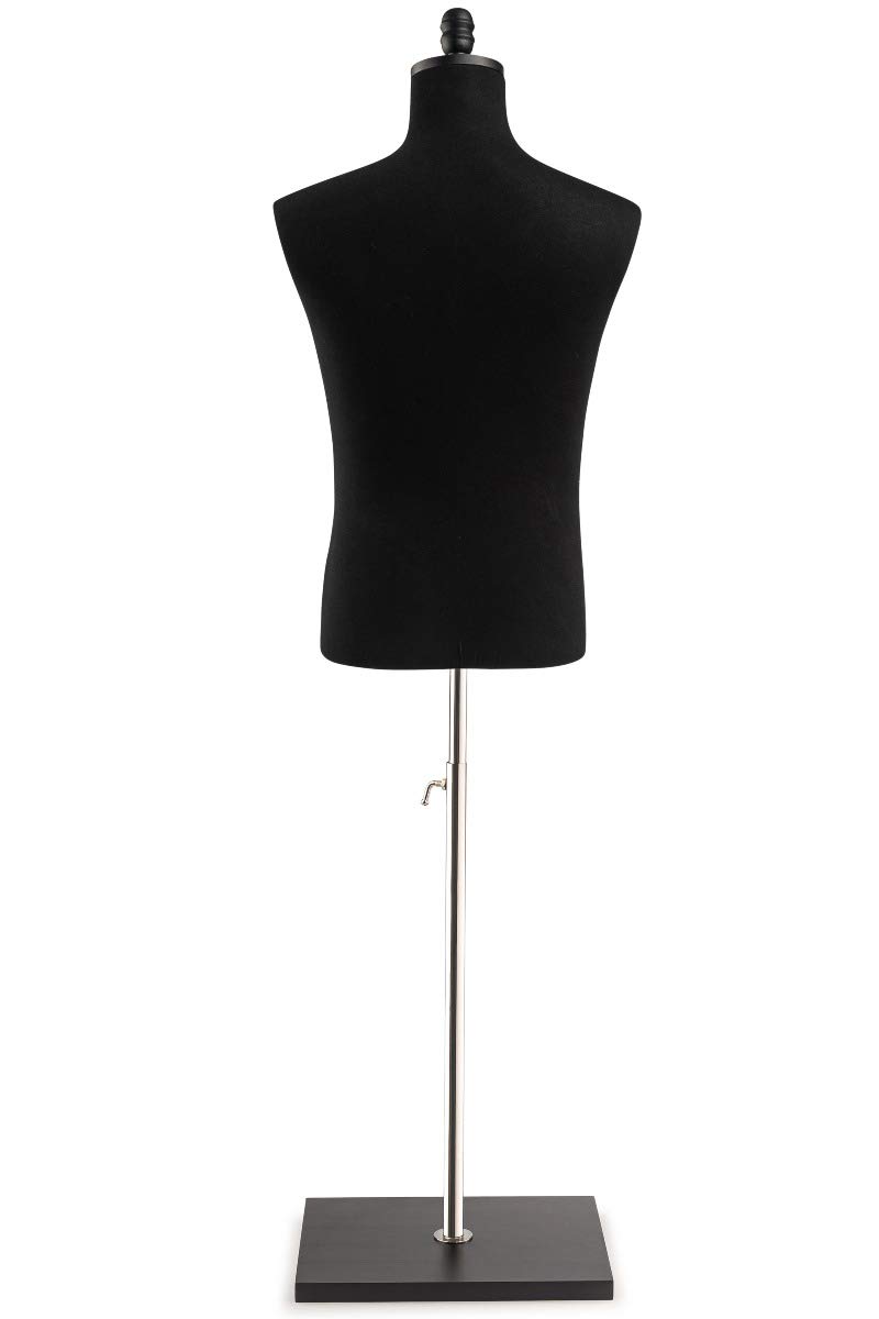 Black Jersey Male Dress Form Mannequin - TSC Medium Size for Tailoring, Fitting & Display - Perfect for Fashion Designers, Tailors & Retail Stores