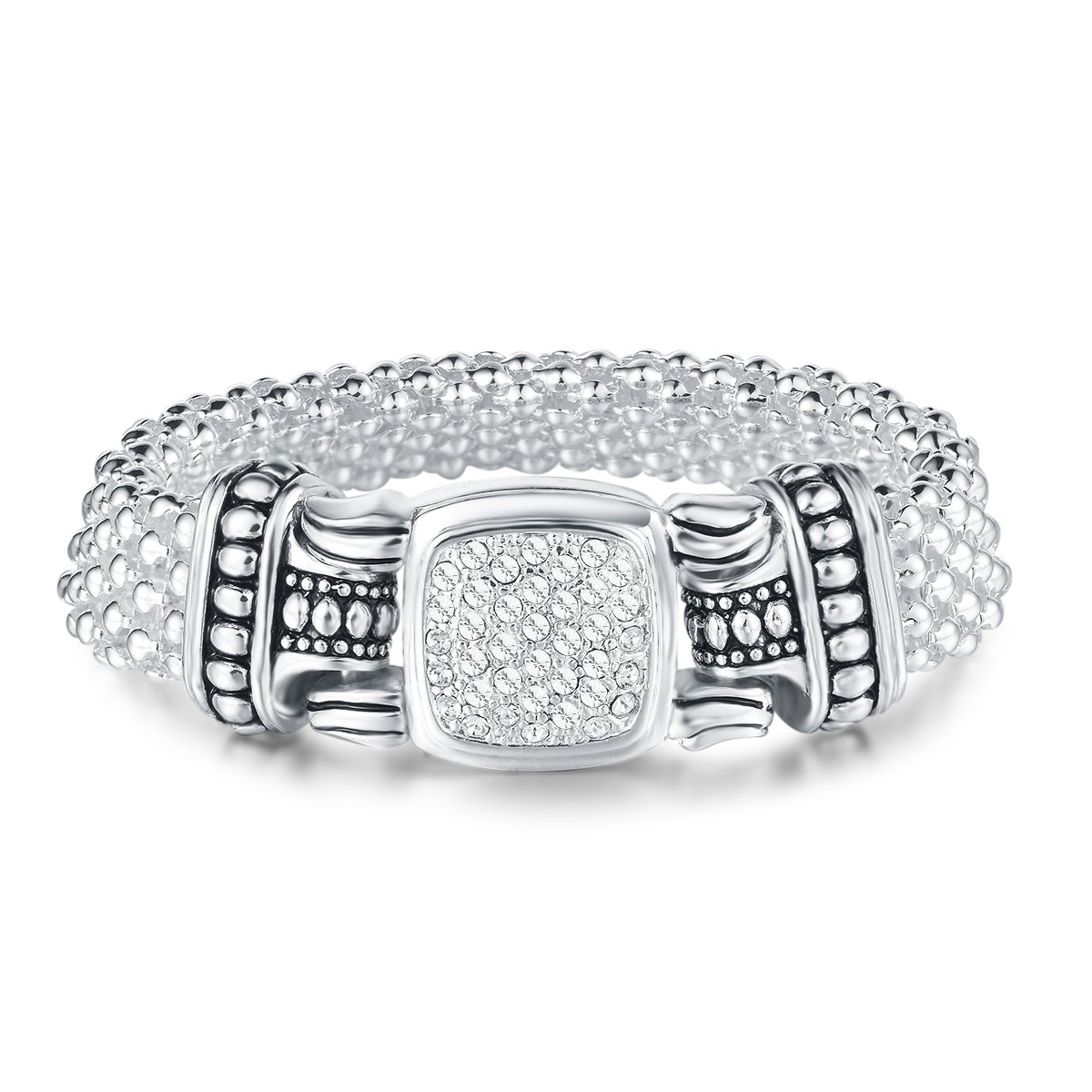 UNY JEWEL Pave Crystal Designer Inspired Statement Popcorn Chain Bracelet for Women - Magnetic Clasp Closure, Elegant Party & Evening Wear Jewelry