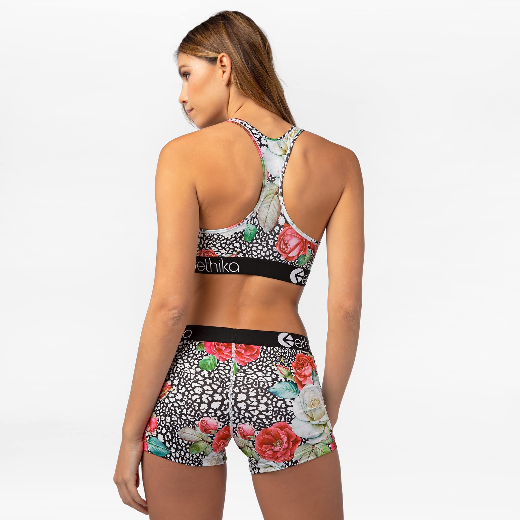 Ethika Women's Sports Bra - Wild Rose Print | High Support Workout Top for Running, Yoga & Gym | Comfortable & Breathable Activewear