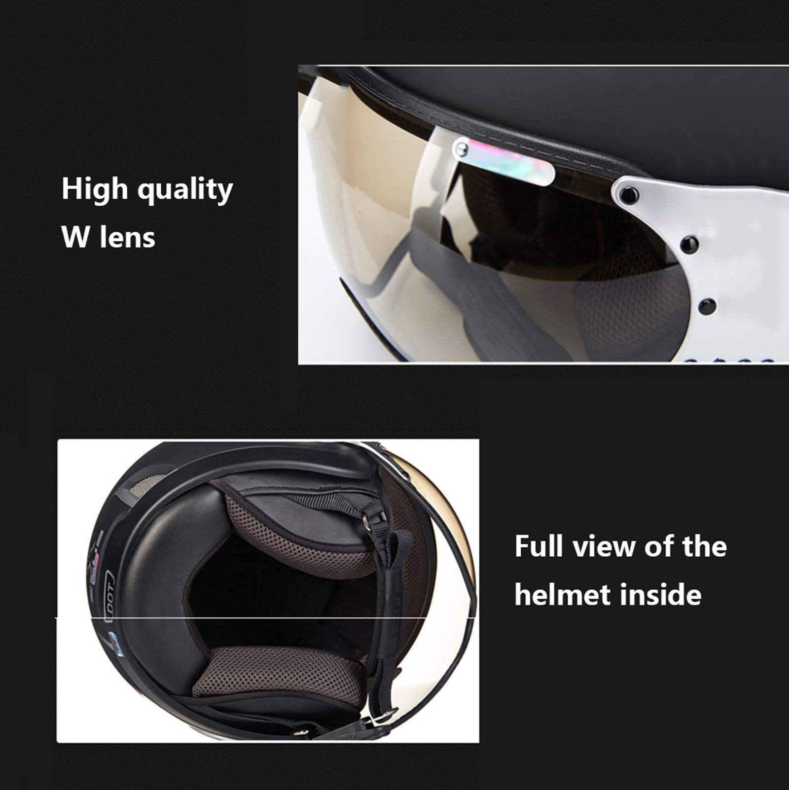 Retro Motorcycle Half Helmet - DOT Approved Open Face Jet Helmet with Sun Visor for Men & Women, Lightweight Electric Bike & Motorbike Helmet (54-62CM) - Perfect for Cruising, Commuting & Urban Riding