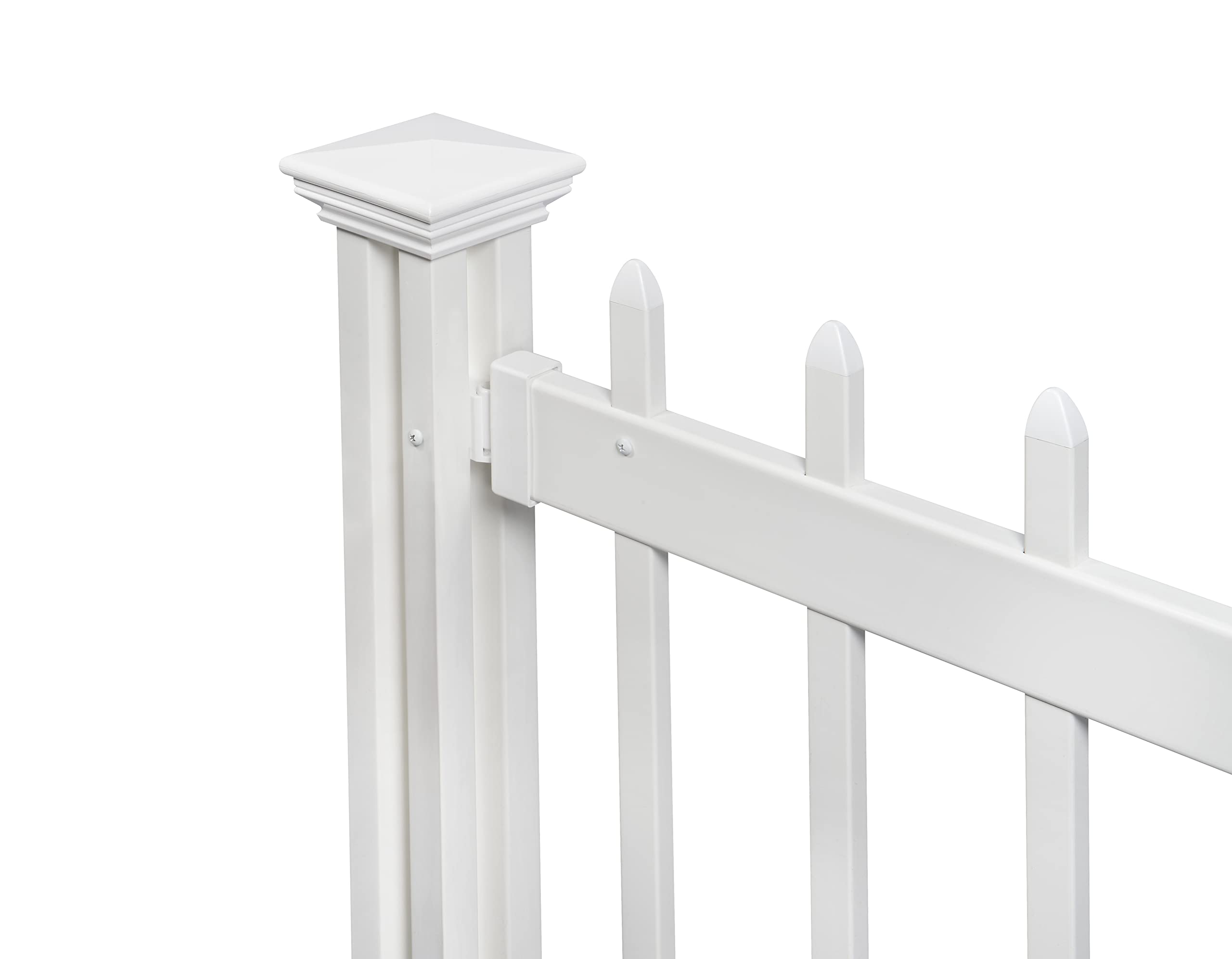 65.5in H x 38in W Freestanding Zippity Kensington White Vinyl Picket Fence Kit (1 Panel + 1 Post) - Portable Indoor & Outdoor Temporary Fencing for Backyard, Events, Gardens, and Pet Areas - Easy Installation - Model ZP19069