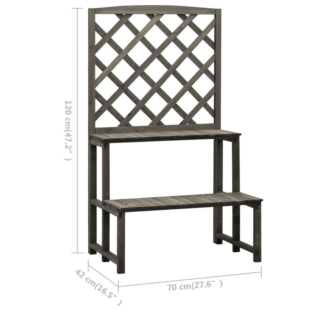 CHARMMA 27.6 Inch Tall Plant Stand with Trellis - Gray Firwood Indoor/Outdoor Flower Pot Holder (16.5x47.2 Inch) 5.25KG - Perfect for Balcony, Garden, Patio & Home Decor