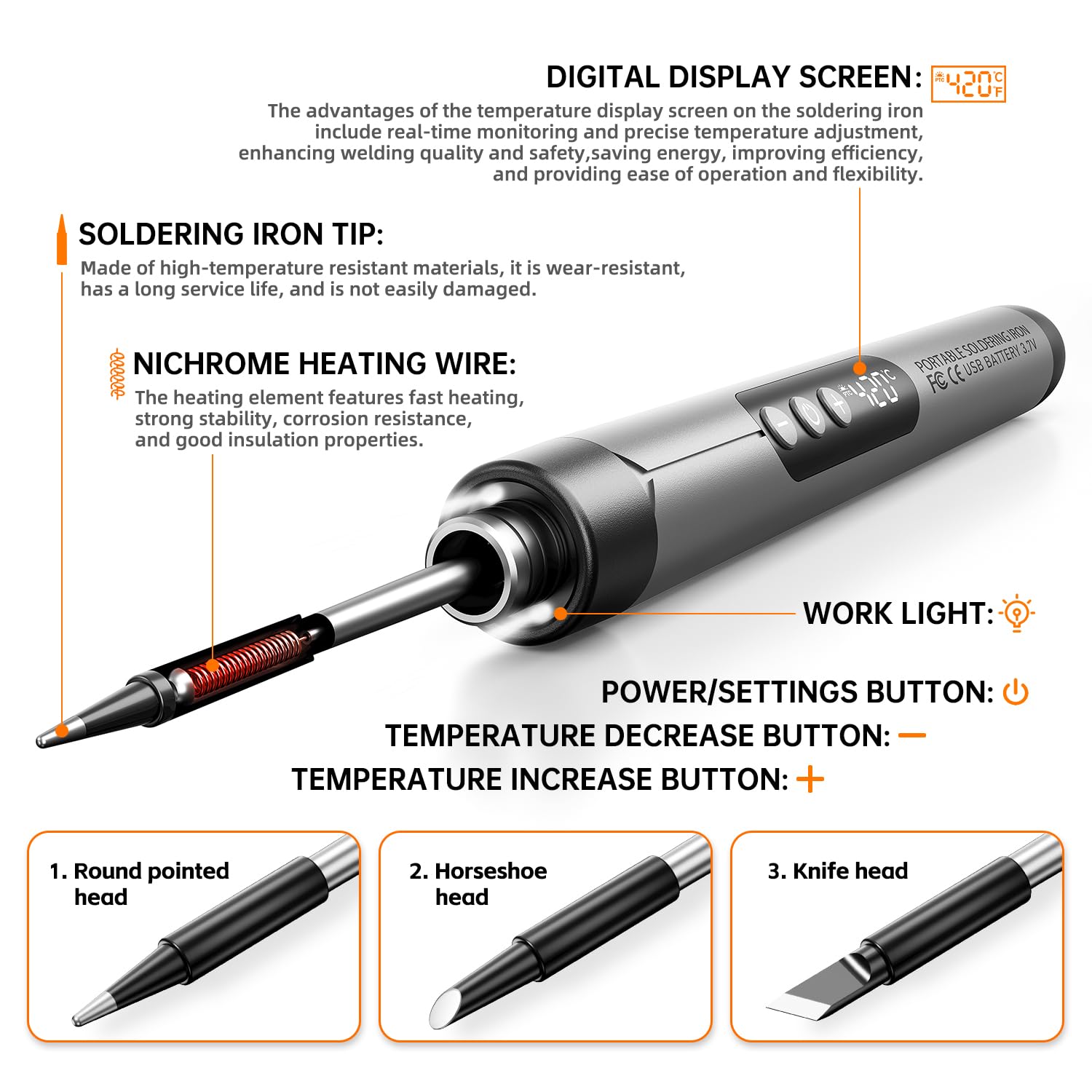 Cordless USB Rechargeable Soldering Iron Kit with Digital Display & Temperature Control - Includes Soldering Iron, Stand, Wire, Tin Absorber, Rosin & Storage Box - Perfect for DIY Electronics, Home Repairs & Hobby Projects