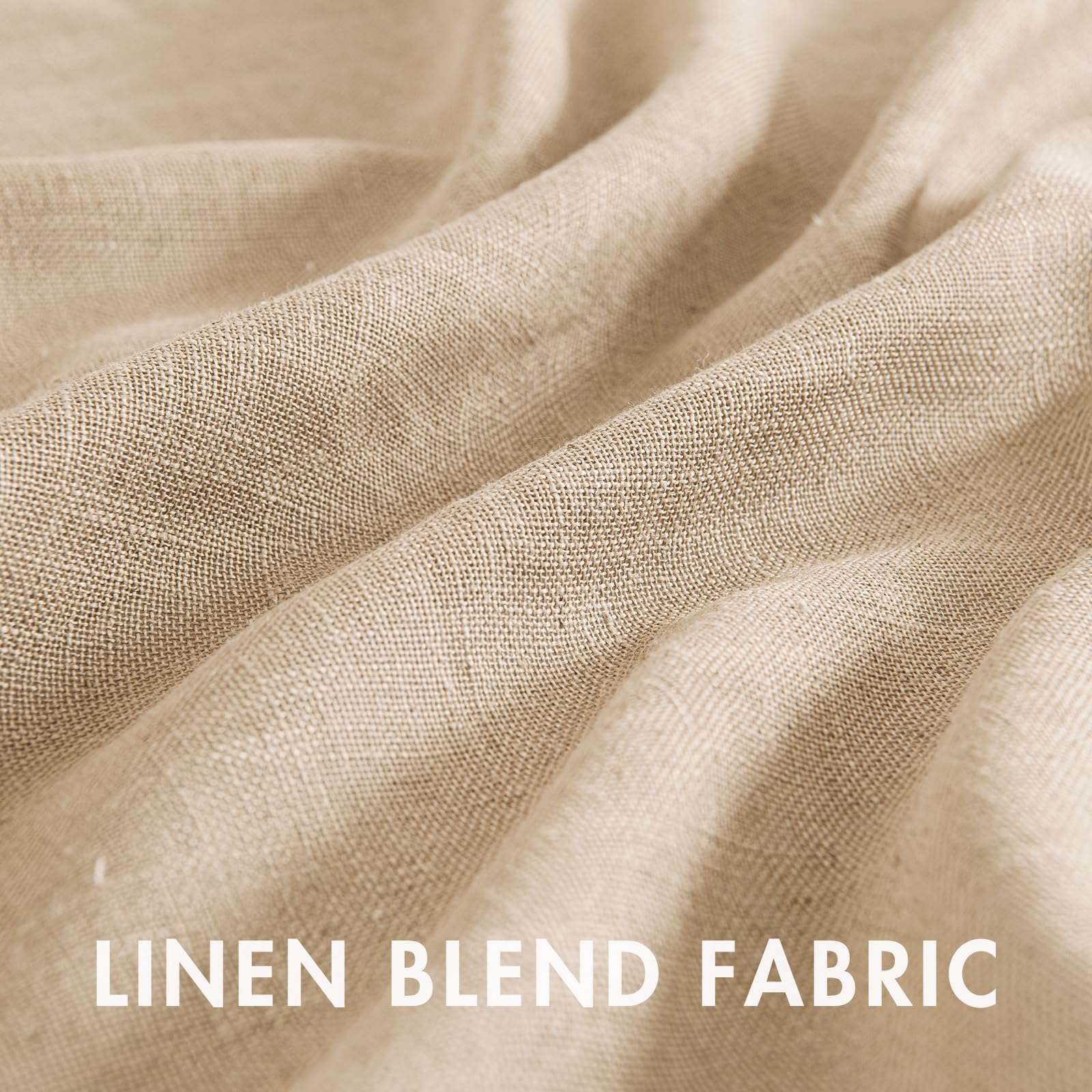 MIULEE 36 Inch Semi-Sheer Cafe Curtains - Light Filtering Farmhouse Linen Tier Curtains for Kitchen, Bathroom & Basement Windows (2 Panels, 26x36 Inches, Camel Beige) | Perfect for Privacy & Natural Light Control in Cozy Spaces