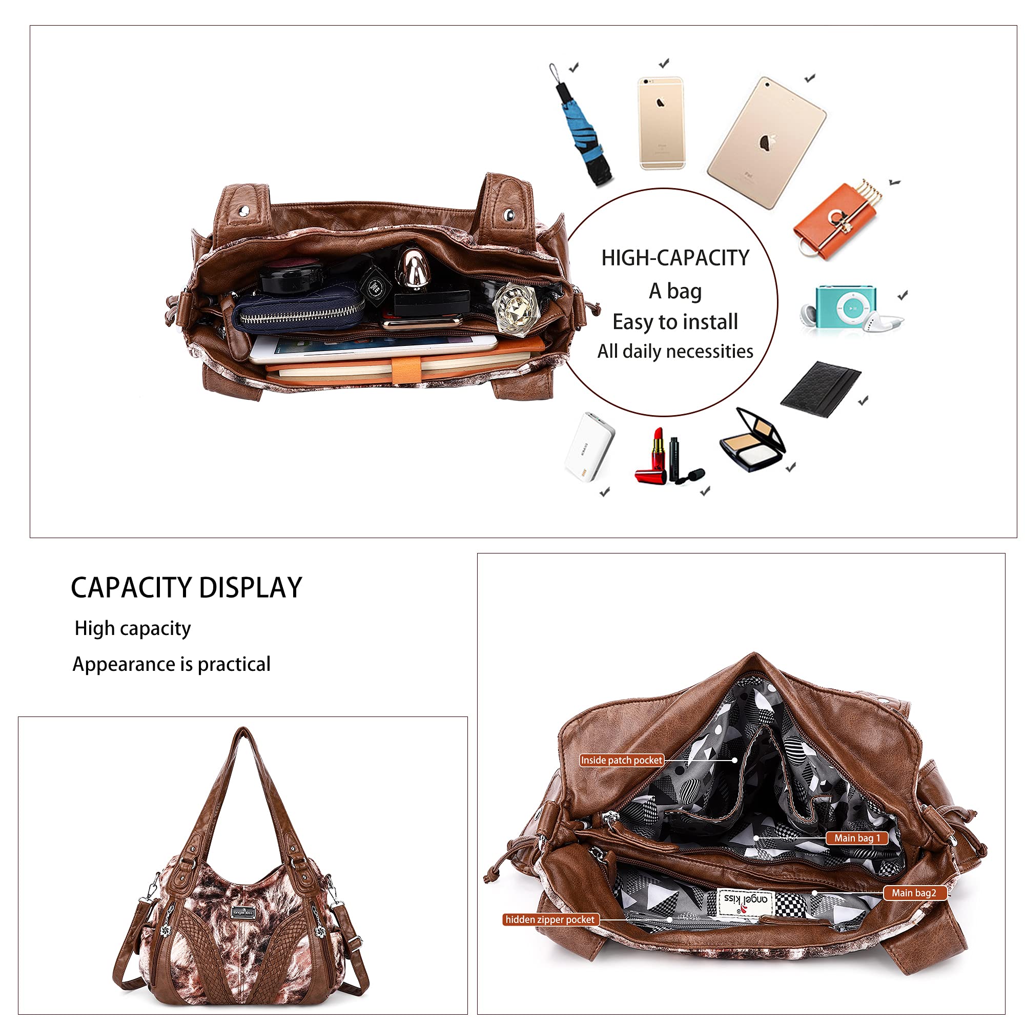 Stylish Women's Tote Bag & Shoulder Purse - Fashionable Washed Synthetic Leather Handbag with Top Handle for Work, Travel & Everyday Use