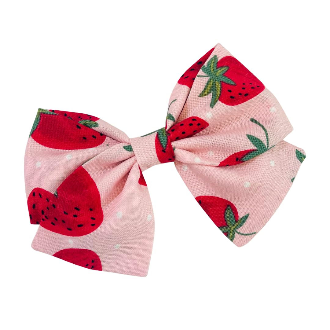 Strawberry Hair Bow Clips & Headband Set - Sweet Berry Birthday Hair Accessories for Baby & Toddler Girls - Adorable Pink Strawberry Bows Made in USA - Perfect for Parties, Photo Shoots & Everyday Cute Outfits