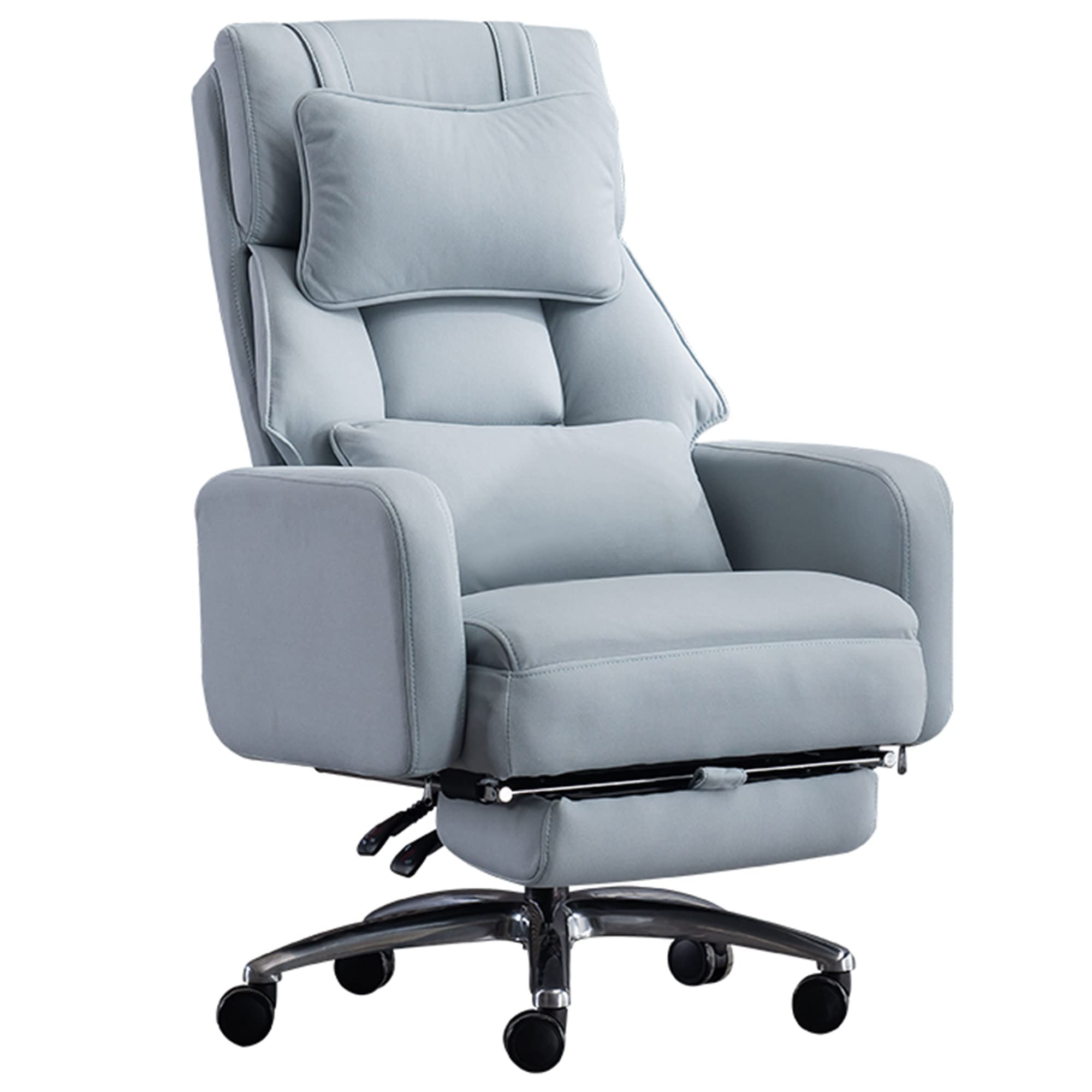 Ergonomic Office Chair with Adjustable Backrest (90°-175°), Headrest & Lumbar Support - Home Desk Chair with Footrest for Comfortable Working - Light Blue - Perfect for Home Office, Gaming & Remote Work