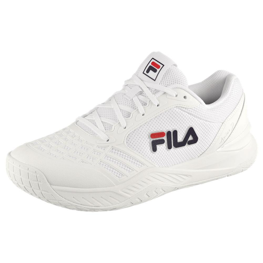 FILA Men's Axilus 3 Running Shoes - White/Navy Blue | Lightweight Cushioned Sneakers for Men | Perfect for Jogging, Gym Workouts & Casual Wear