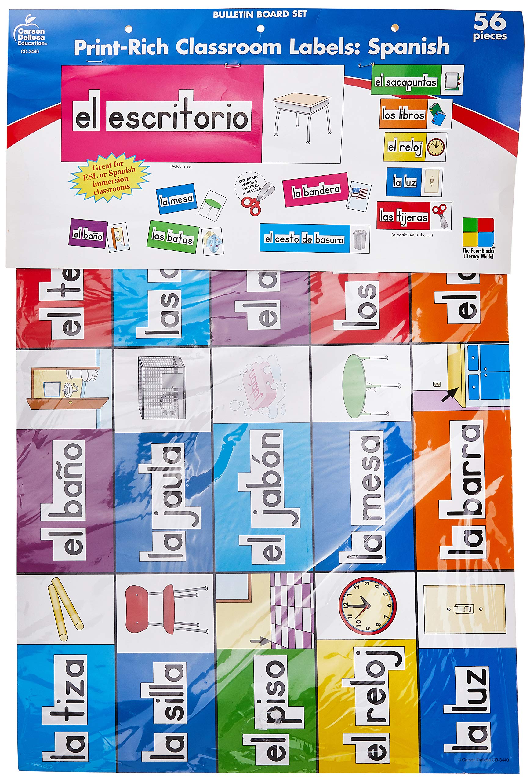 Spanish Classroom Labels Bulletin Board Set for Print-Rich Learning (3440) - Perfect for Bilingual Education & ESL Classrooms