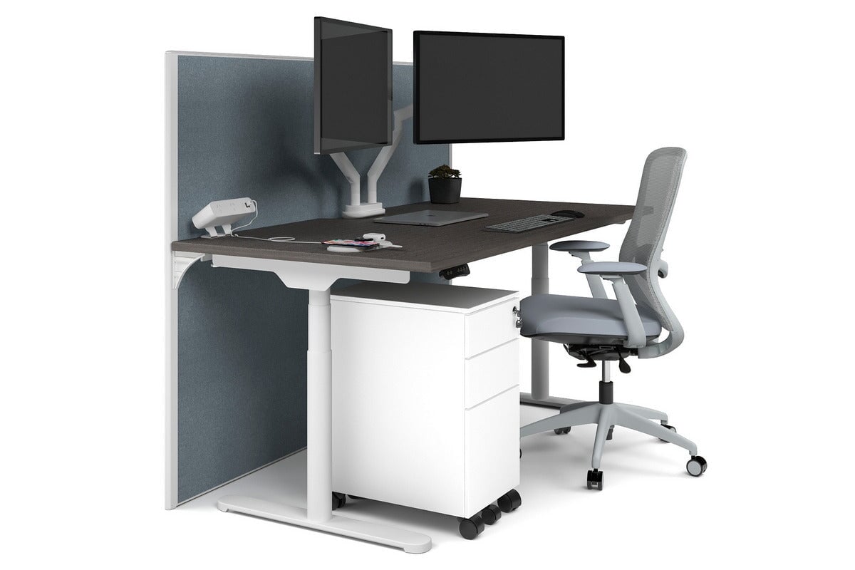 Flexi Premium Height Adjustable Single Workstation Desk - 1600L x 800W with Cable Management Scallop | Ergonomic Standing Desk for Home Office & Workspace
