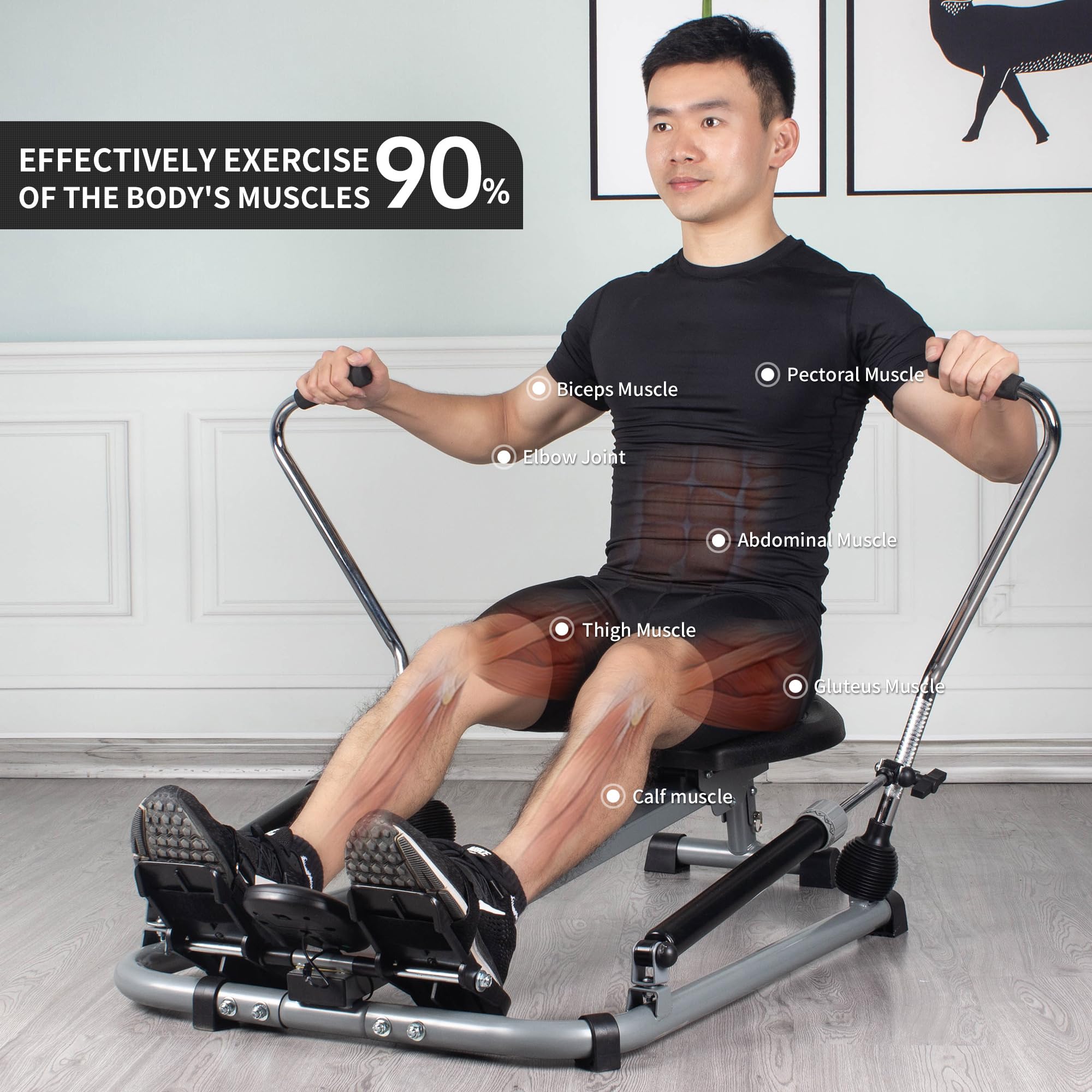 Leikefitness Foldable Hydraulic Rowing Machine with LCD Monitor - Full Body Exercise & Cardio Workout for Home Gym | Perfect for Small Spaces & Indoor Fitness Training