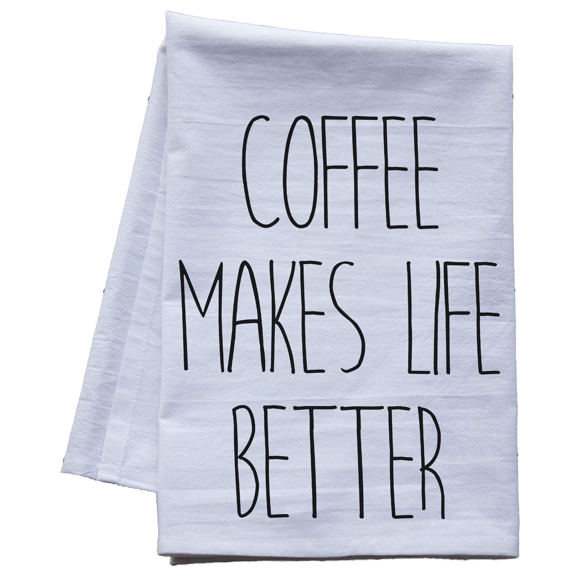 Premium Extra Large Flour Sack Kitchen Towel - Coffee Themed Dish Towel & Tea Towel Set - USA Made Cotton Kitchen Accessories for Baking, Cooking & Coffee Lovers - Perfect Housewarming Gift