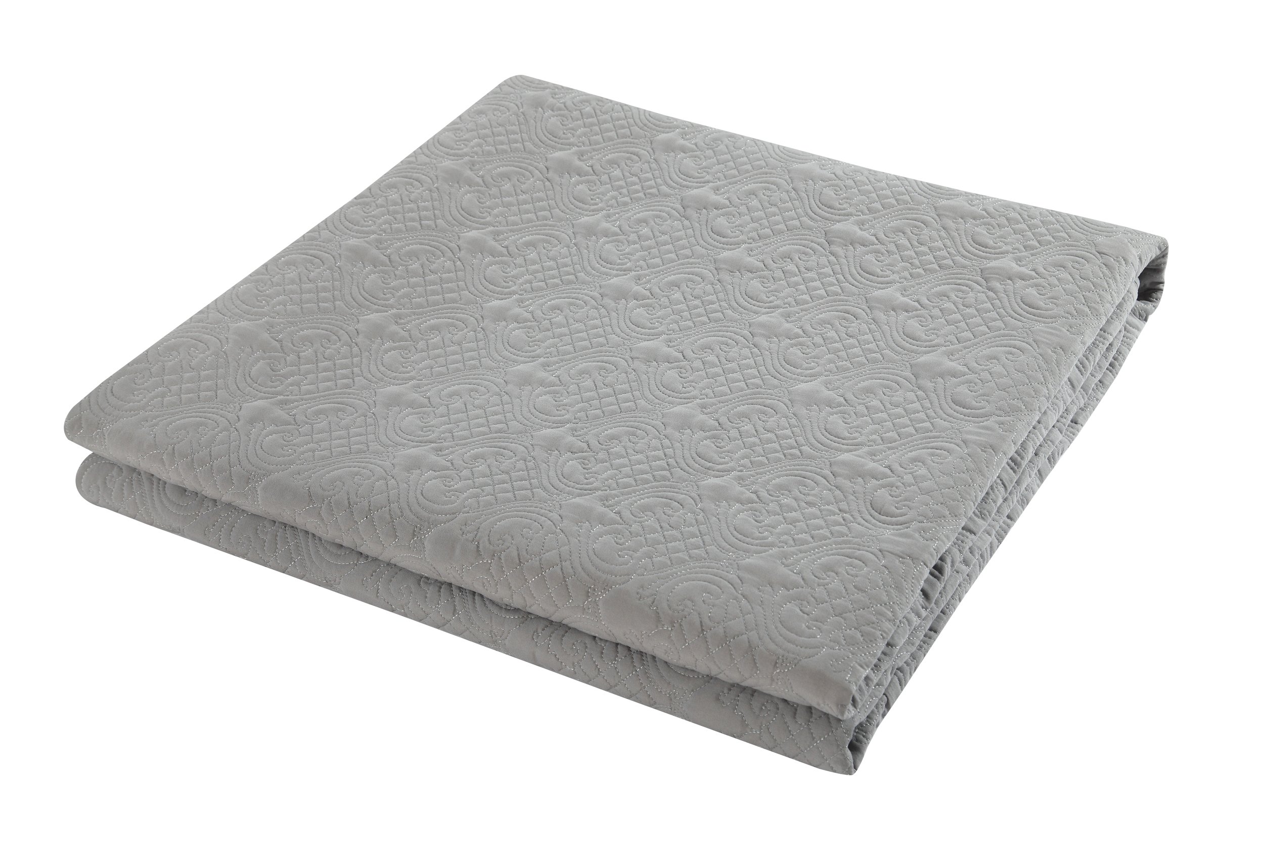 Chic Home 3-Piece Barcelo Traditional Embroidery Quilt Set with Embroidered Decorative Pillow - Twin Size Grey Bedding for Cozy Bedroom Decor