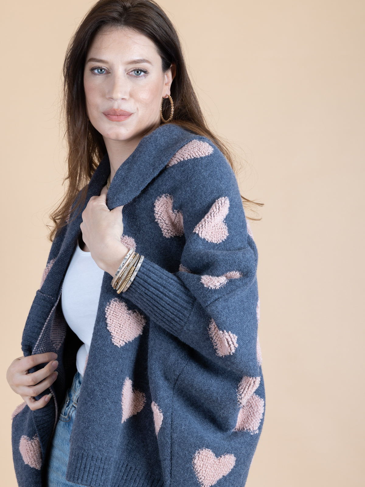 Heart Cardigan Sweater for Women - Cozy Ribbed Knit Pullover for Fall & Winter - Perfect for Casual Outfits, Date Nights, and Layering