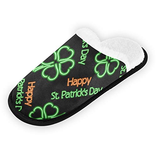 Women's Black Saint Patrick's Day Slippers - Cozy Slip-On House Shoes for Indoor/Outdoor Wear - Perfect for Bedroom, Lounge & Holiday Parties