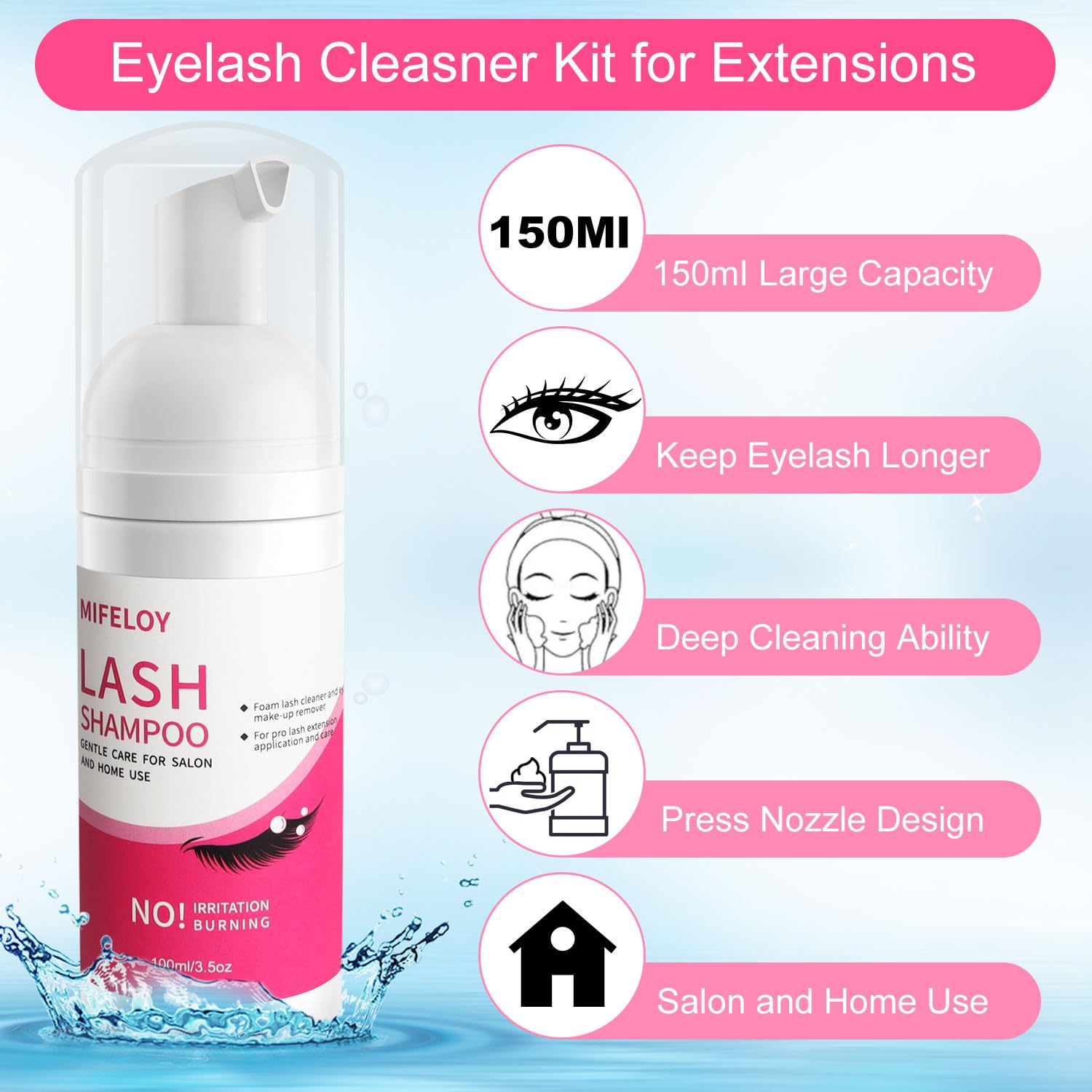 9-Piece Eyelash Extension Kit for Home & Salon Use - Includes Eyelash Shampoo, Mini USB Heater, Lash Dryer, Disposable Brushes, Mascara Wands & Cleaning Tools - Perfect for DIY Lash Extensions, Professional Styling & Beauty Salon Treatments