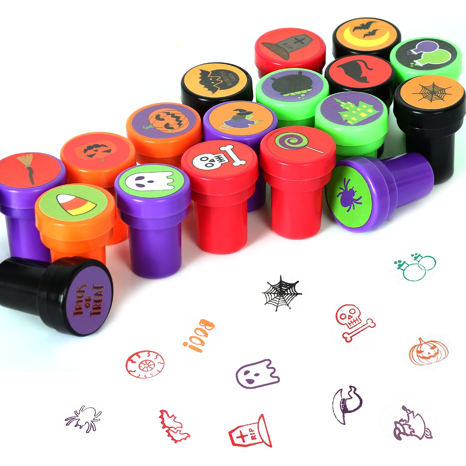 50 Pcs Halloween Stamps for Kids - Bulk Halloween Decorations, Party Favors & Goodie Bag Fillers - Fun Halloween Toys for Treat Bags, Candy Bags & Classroom Activities - Perfect for Halloween Parties, Trick or Treat & School Events