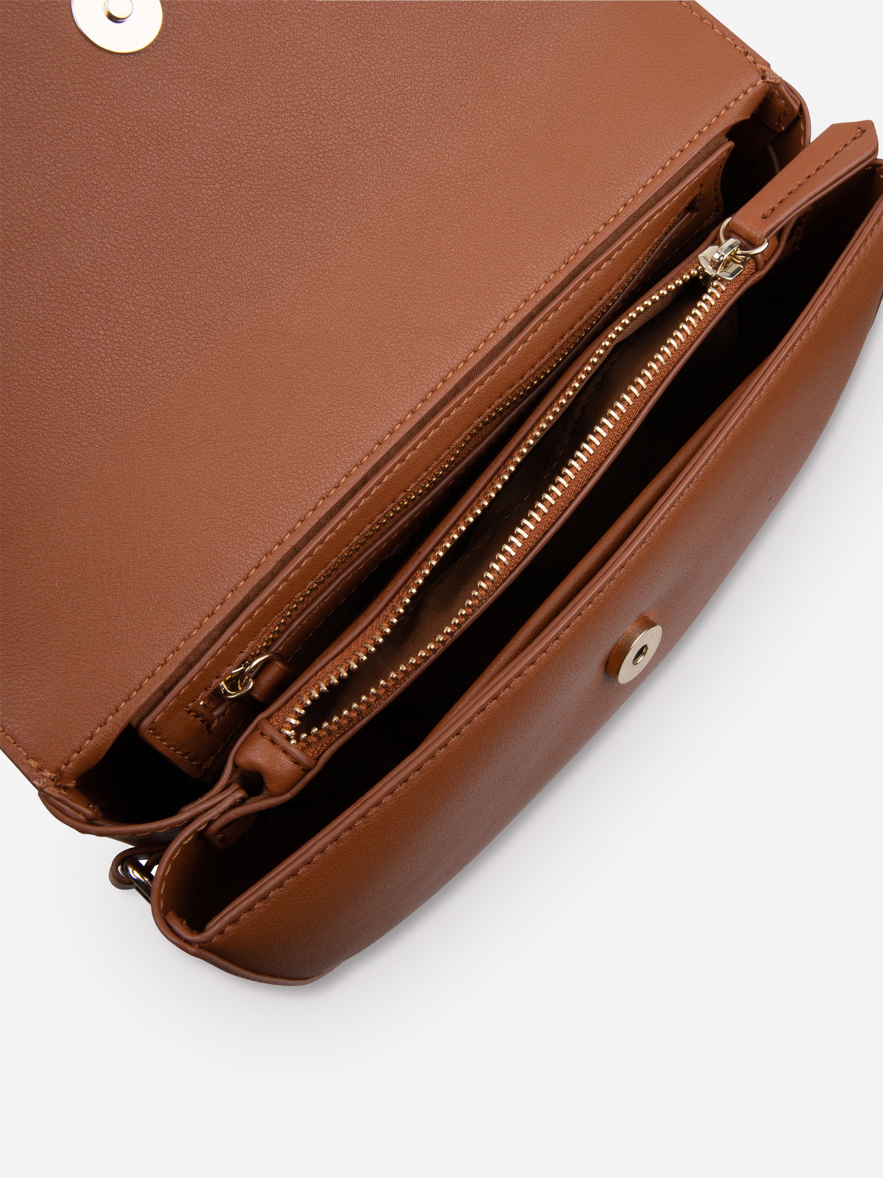 Bigs Flap Bag in Brown (24cm) - Stylish Leather Crossbody Bag for Women, Perfect for Daily Use, Travel & Shopping