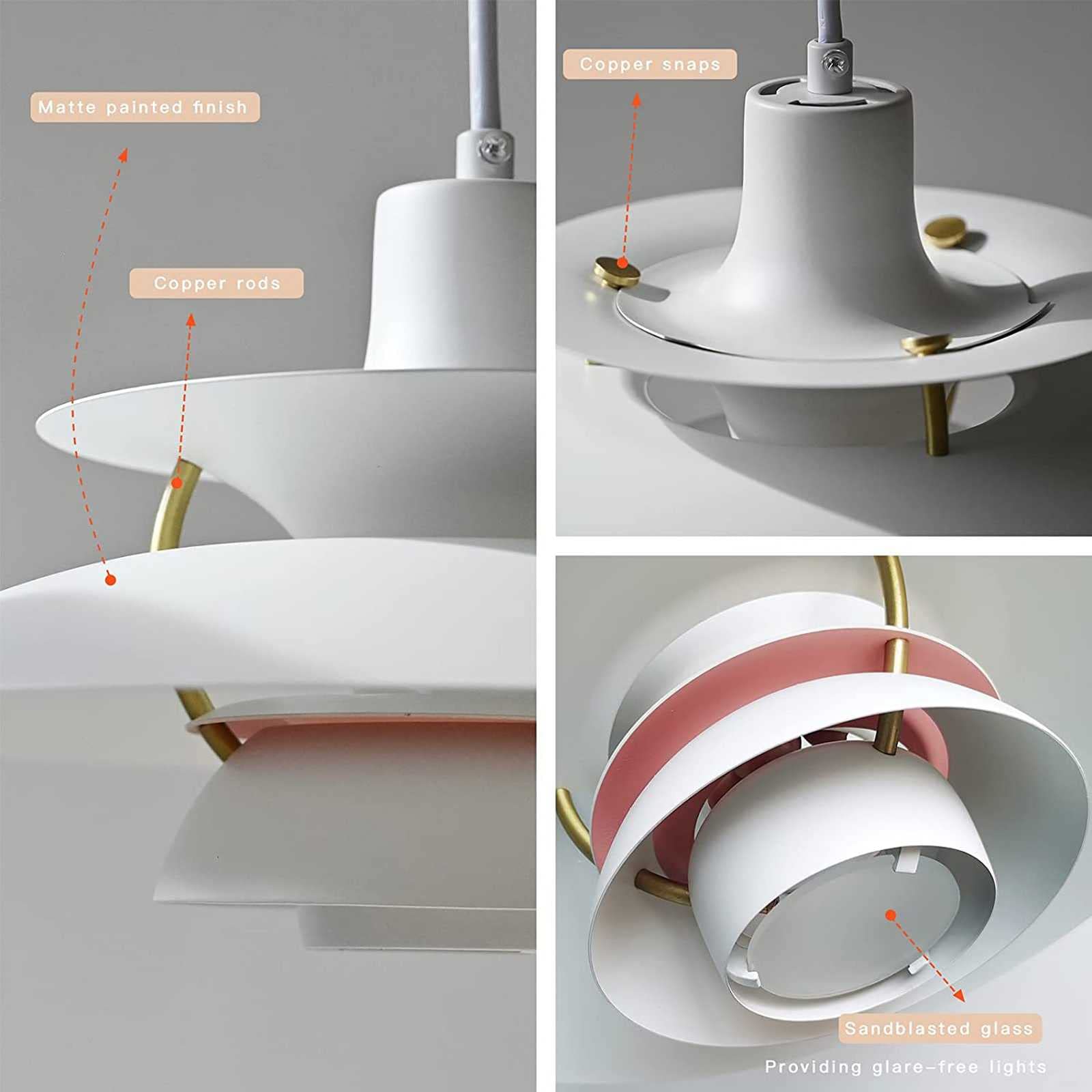PH5 Pendant Lights - Modern Danish Style Aluminum Chandelier | Minimalist UFO Ceiling Lamp with Bulb Included (40cm) | Perfect for Living Room, Dining Room, Kitchen & Restaurant Lighting