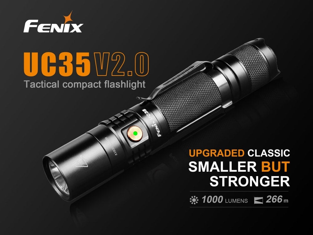 Fenix UC35 V2.0 Rechargeable LED Flashlight - 1000 Lumens, USB-C Charging, Tactical EDC Light for Camping, Hiking & Emergency Preparedness