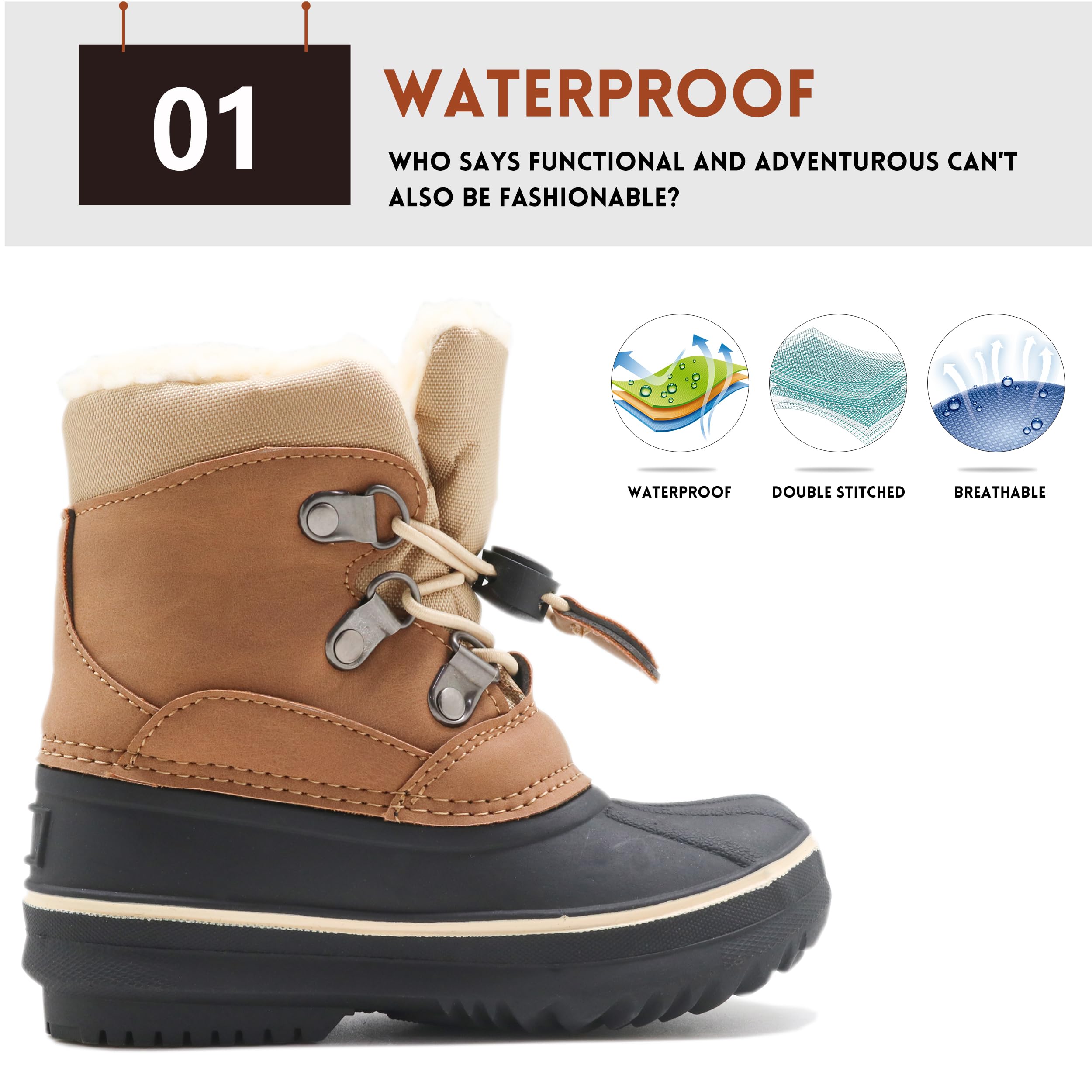 Ahannie Kids Winter Duck Boots for Boys & Girls - Waterproof Two-Tone Rain Boots for Toddler, Little Kid & Big Kid - Perfect for Outdoor Play, Puddle Jumping & Cold Weather Adventures