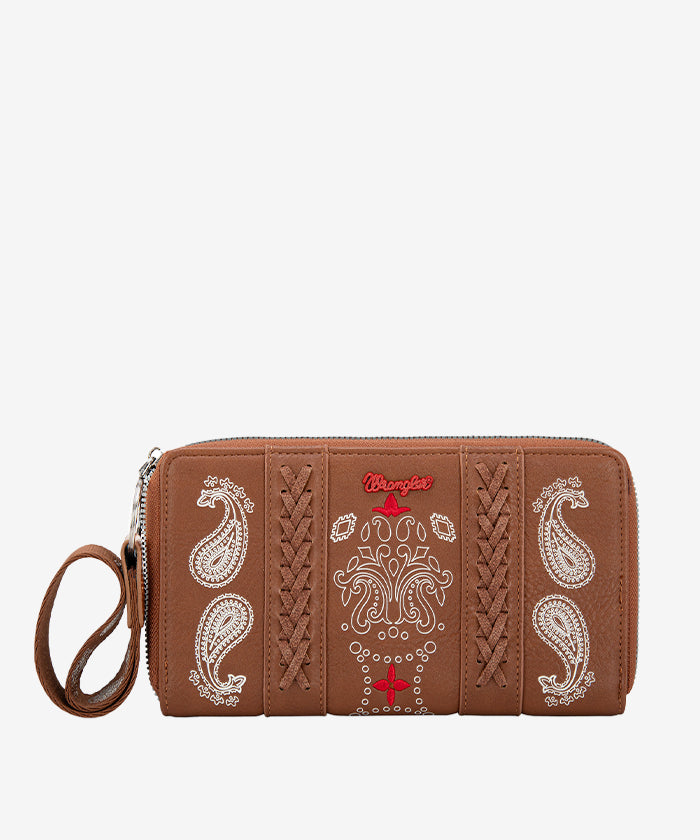 Wrangler Bandana Whipstitch Wristlet Purse - Stylish Western Crossbody Bag for Women, Perfect for Concerts, Festivals & Everyday Use