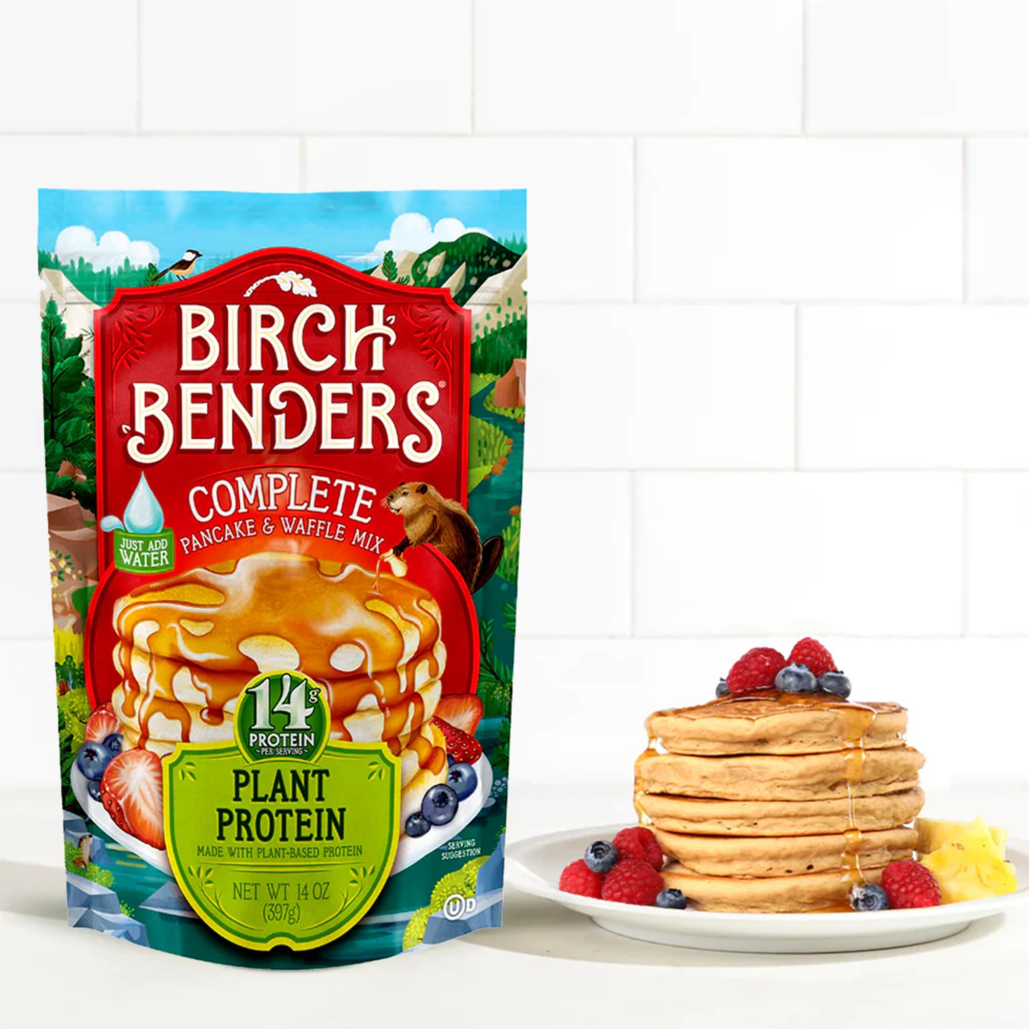 Birch Benders Plant Protein Pancake & Waffle Mix - 14 Oz (Pack of 6) | High Protein Breakfast Mix for Healthy Morning Meals, Post-Workout Recovery & Family Brunch