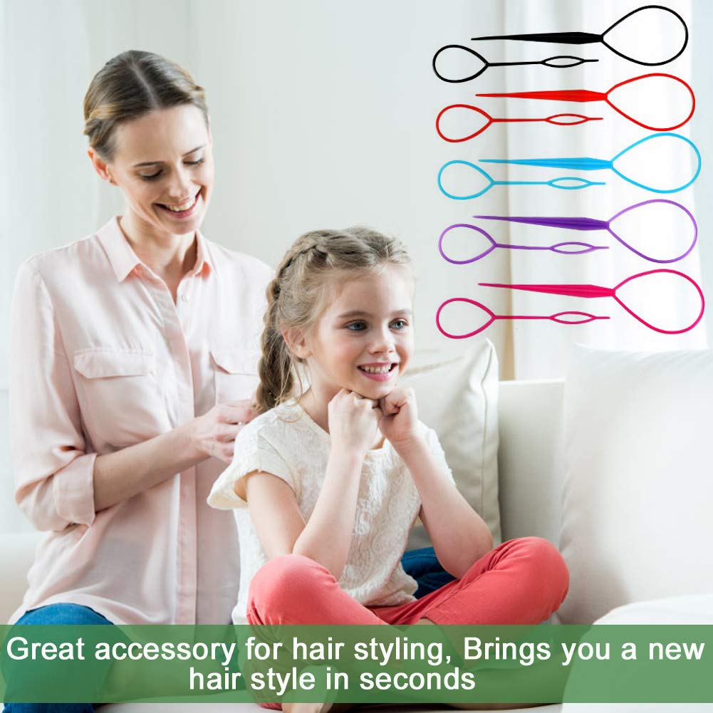 5 Pairs Plastic Hair Braid & Ponytail Maker Tools - French Braid Accessories, Hair Loops for Styling - Perfect for DIY Hairstyles, Parties, and Everyday Use