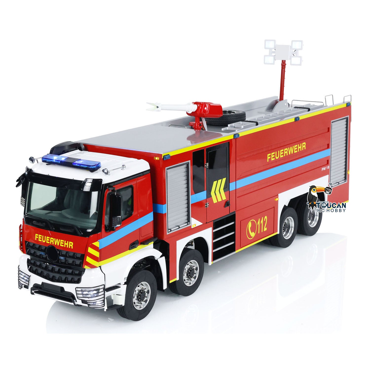 1/14 Scale 8x8 RC Fire Truck with Light & Sound - Metal Chassis, Pre-Assembled & Painted - Includes Motor, ESC & Servo - Remote Control Fire Engine for Kids & Adults - Perfect for Collecting, Racing & Emergency Simulation Play