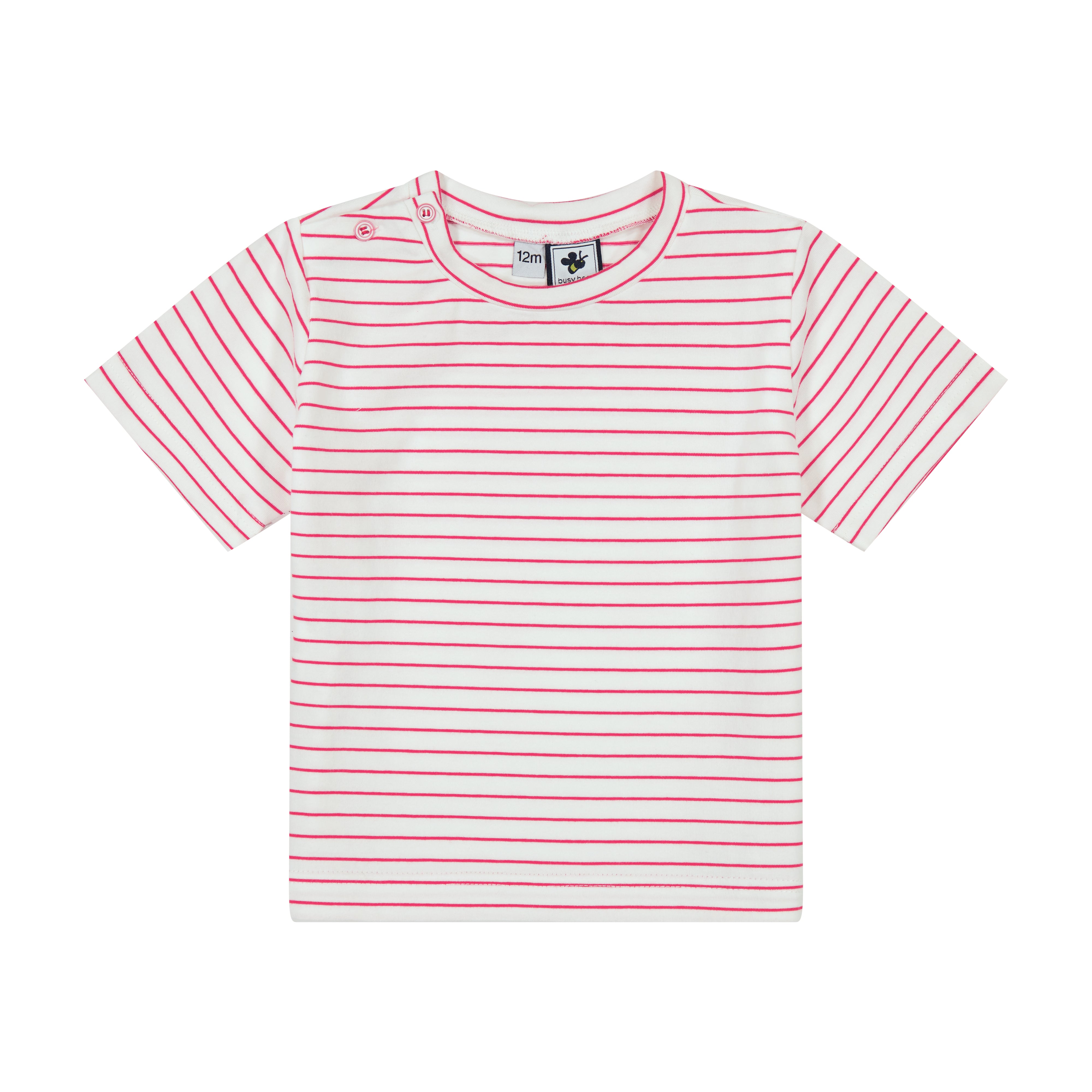 Henry Boys Button Shoulder Tee Red Stripe - Casual Short Sleeve Shirt for Toddlers, Perfect for Playdates & Family Outings