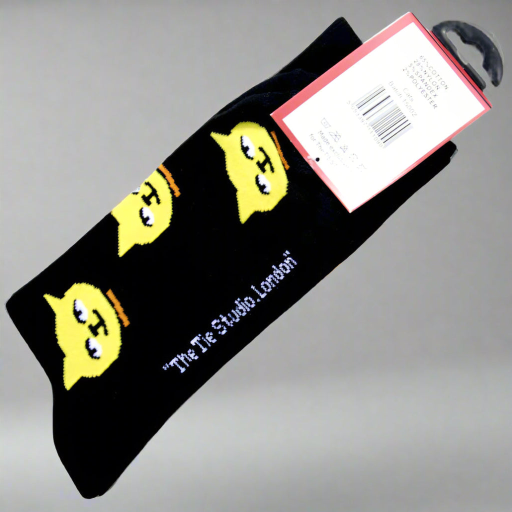 Happy Cat Socks - Yellow & Orange Fun Novelty Socks for Women & Men - Perfect for Gifts, Cosplay, and Cat Lovers