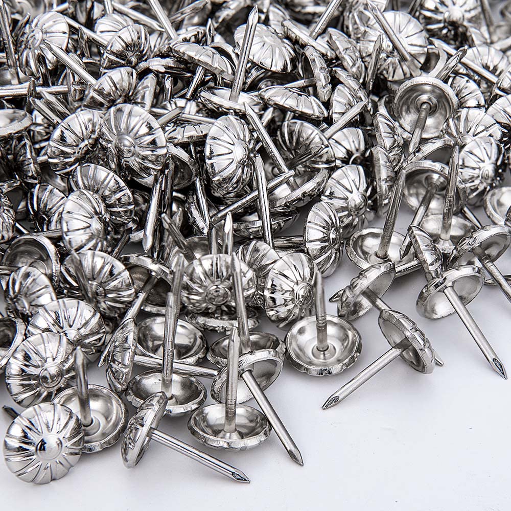 300PCS Silver Daisy Upholstery Tacks - 7/16 Inch Decorative Furniture Nails for DIY Upholstery Projects, Home Decor & Crafting - Perfect for Sofas, Chairs, Headboards & More