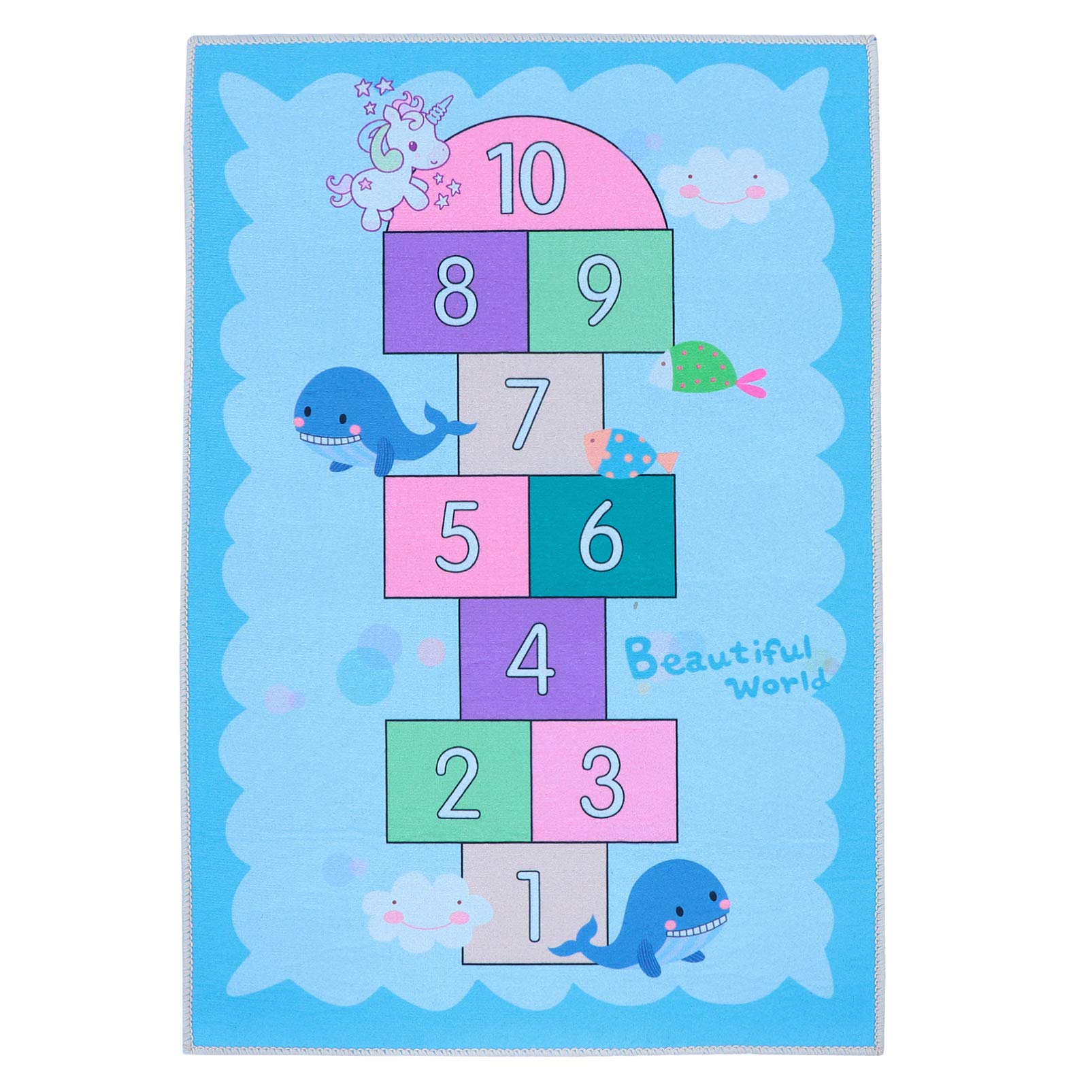 VOSAREA Non-Slip Kids Play Mat - Educational Counting Game Rug with Sensory Textures | Montessori Floor Carpet for Toddlers & Children | Perfect for Playrooms, Daycares & Homeschool Learning Activities