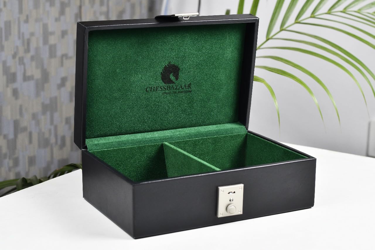 Premium Genuine Leather Chess Storage Box for 3-4 Inch Chess Sets | Handcrafted Wooden Chess Piece Protector | Perfect for Travel, Home Decor & Chess Enthusiasts