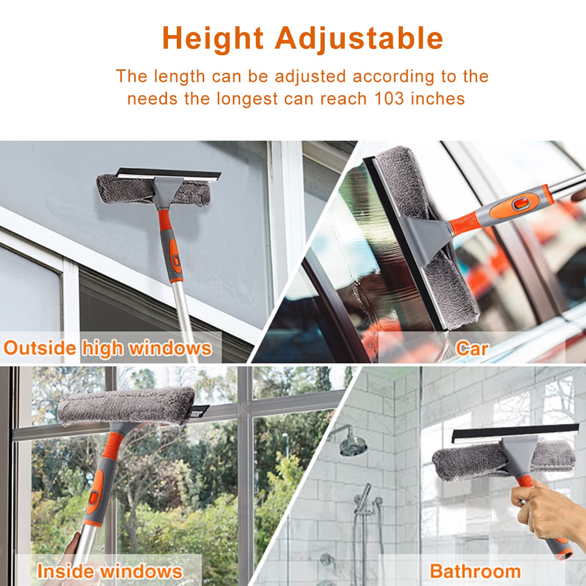 Premium 2-in-1 Squeegee Window Cleaner with 100