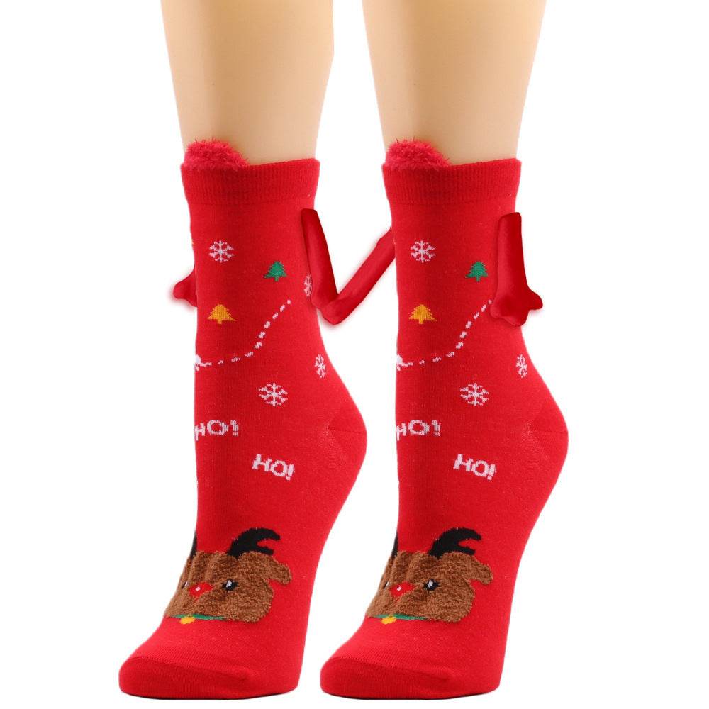 Cozy Christmas Socks for Hand Holding - Warm Holiday Couple Socks for Christmas Gifts, Stocking Stuffers & Romantic Winter Nights