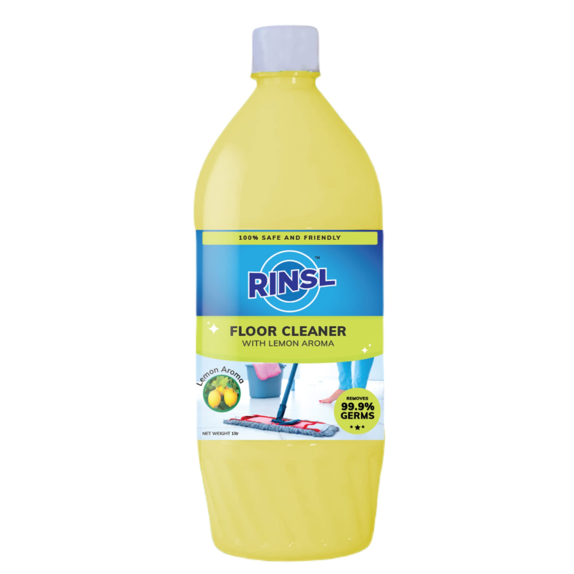 Rinsl Aroma Floor Cleaner - Lemon Scent 1 Liter | All-Natural Cleaning Solution for Hardwood, Tile & Laminate Floors | Fresh Citrus Fragrance for Home & Office Use