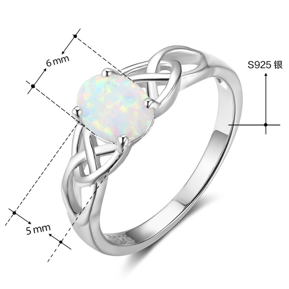 925 Sterling Silver Celtic Knot Heart Shaped Fire Opal Wedding Engagement Ring for Women - Perfect Proposal, Anniversary & Valentine’s Day Gift