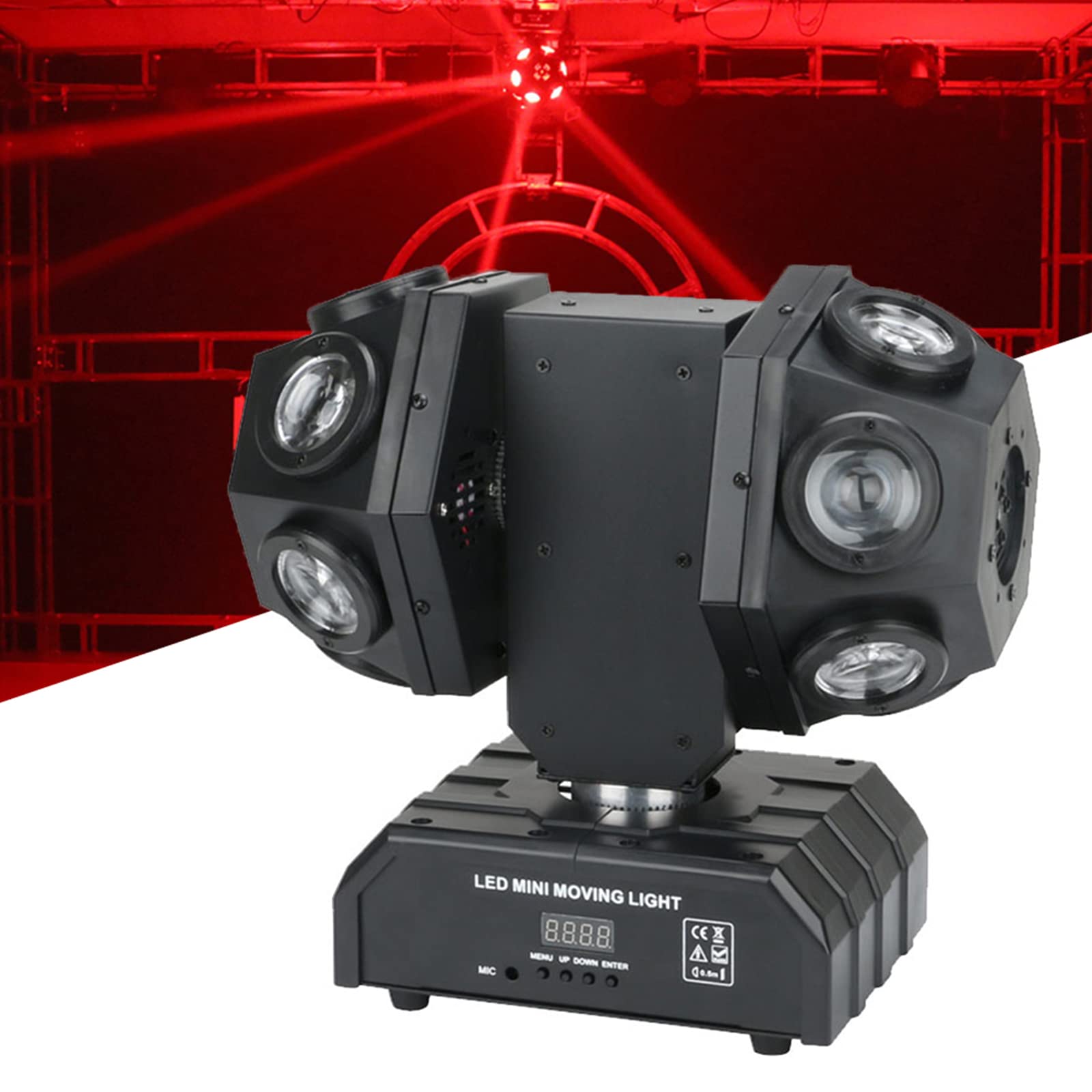 12 LED Moving Head DJ Light - Rotating Beam Stage Lighting with Sound Activation & DMX512 Control - Perfect for DJ, KTV, Disco, Wedding, Festival & Club Events - Professional Uplighting & Pinspot Effects