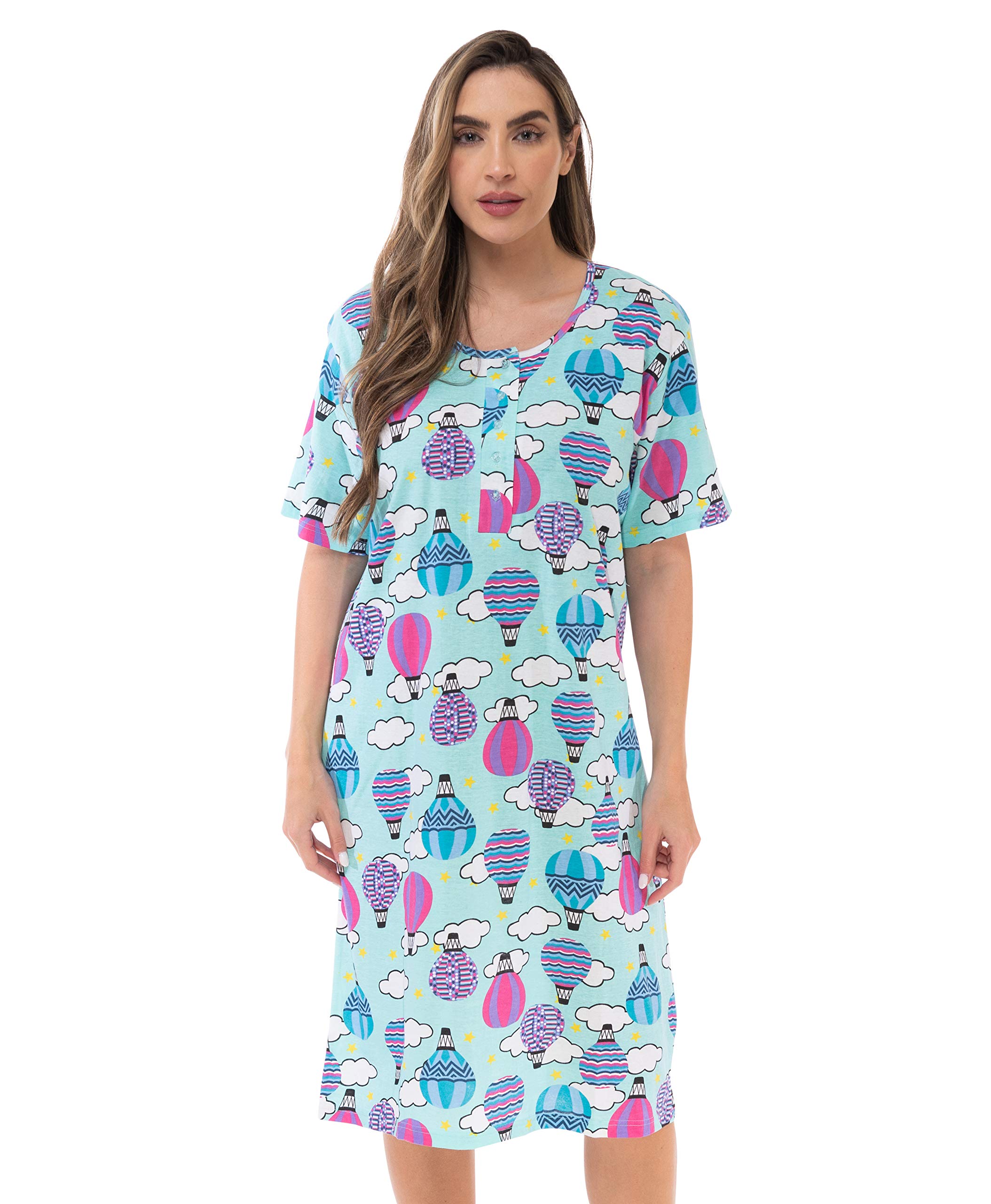 Just Love Women's Short Sleeve Nightgown - Soft Sleep Dress for Summer, Lounge Wear & Comfortable Nightwear for Home, Travel & Relaxation