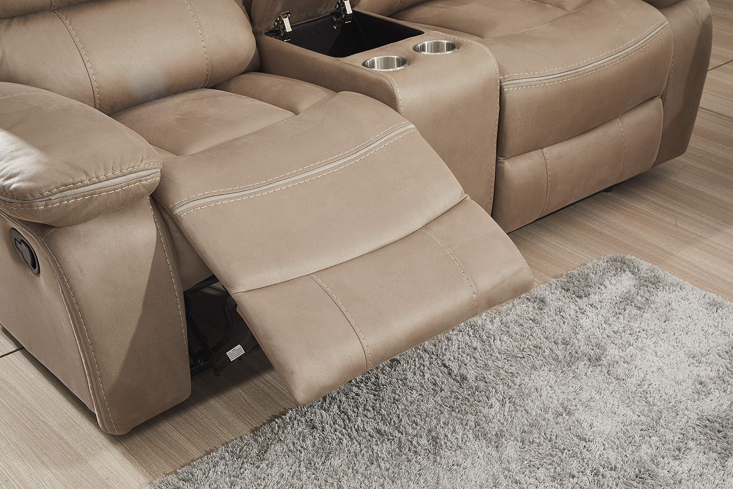 Betsy Furniture Microfiber Reclining Sofa and Loveseat Set 8007 - Taupe | Comfortable Living Room Furniture for Relaxation & Entertainment | Perfect for Family Movie Nights and Cozy Gatherings