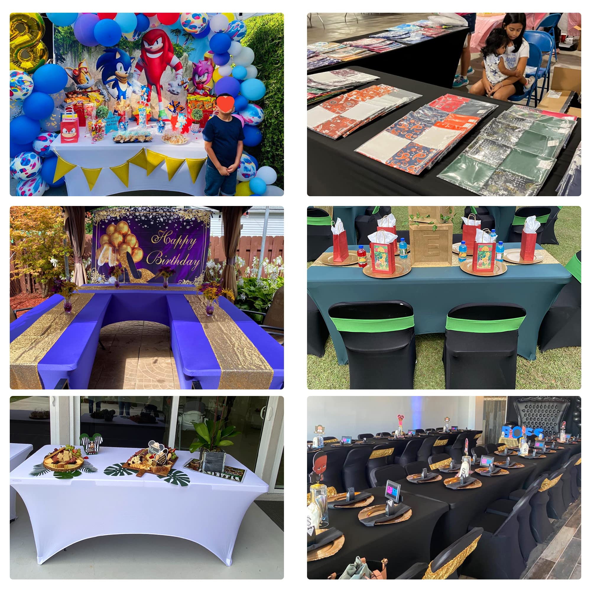 6ft Lavender Spandex Table Cover - Stretch Fitted Tablecloth for Rectangular Patio Tables | Universal Party, Wedding, Birthday, Banquet & Vendor Table Cover | Perfect for Outdoor Events, Catering & Trade Shows