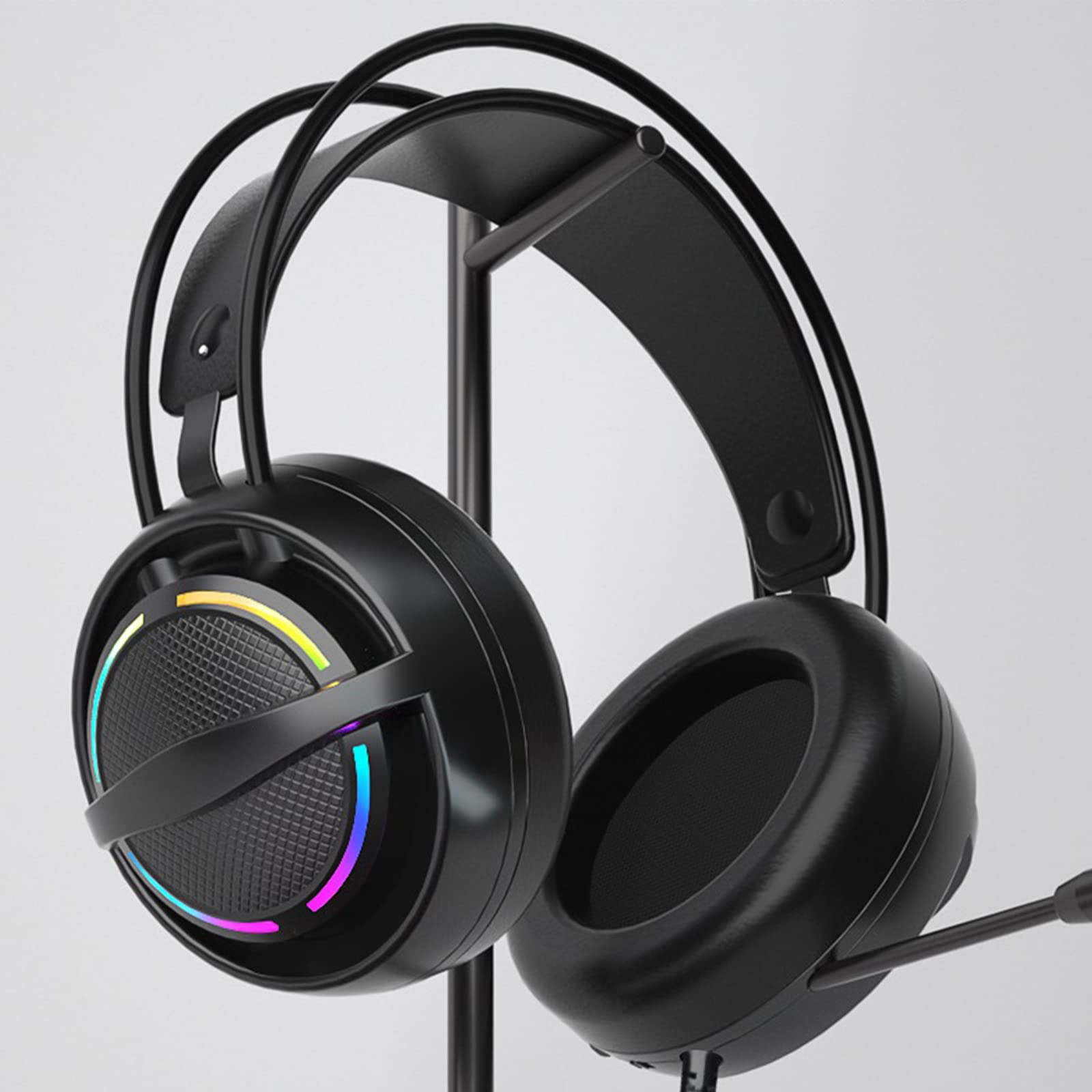 HOOLRZI Foldable LED Gaming Headset with Microphone - Noise Cancelling Stereo Sound, USB 7.1 Surround for PC, Laptop, CSGO - Perfect for Competitive Gaming & Late-Night Sessions