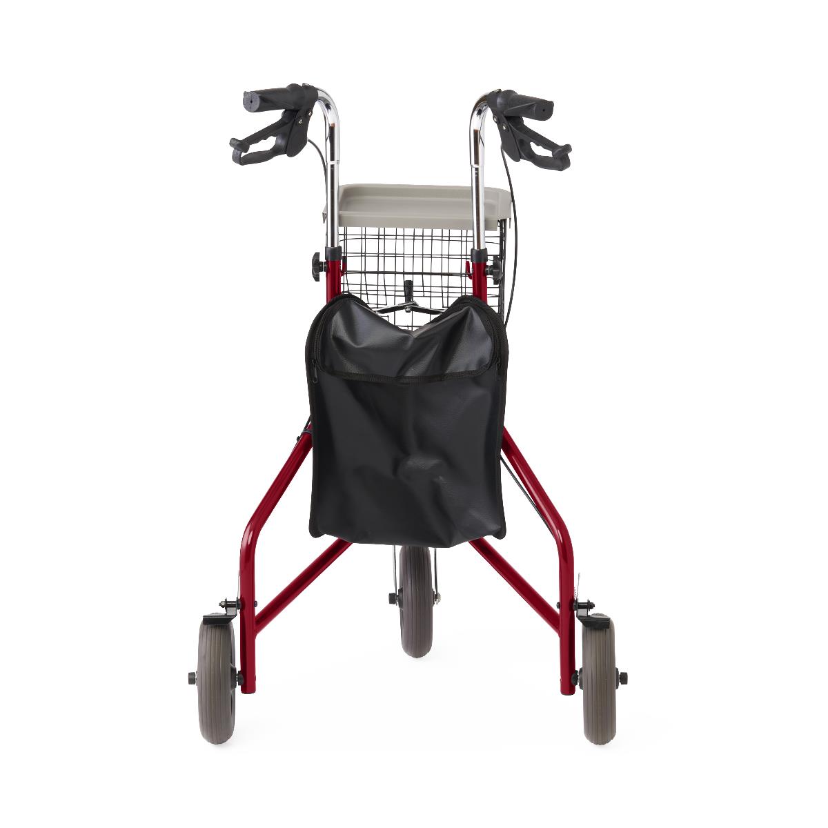 Medline 3 Wheel Steel Rollator Walker for Seniors & Adults - Lightweight Mobility Aid with Seat & Basket - Ideal for Indoor & Outdoor Use, Shopping, Travel & Recovery